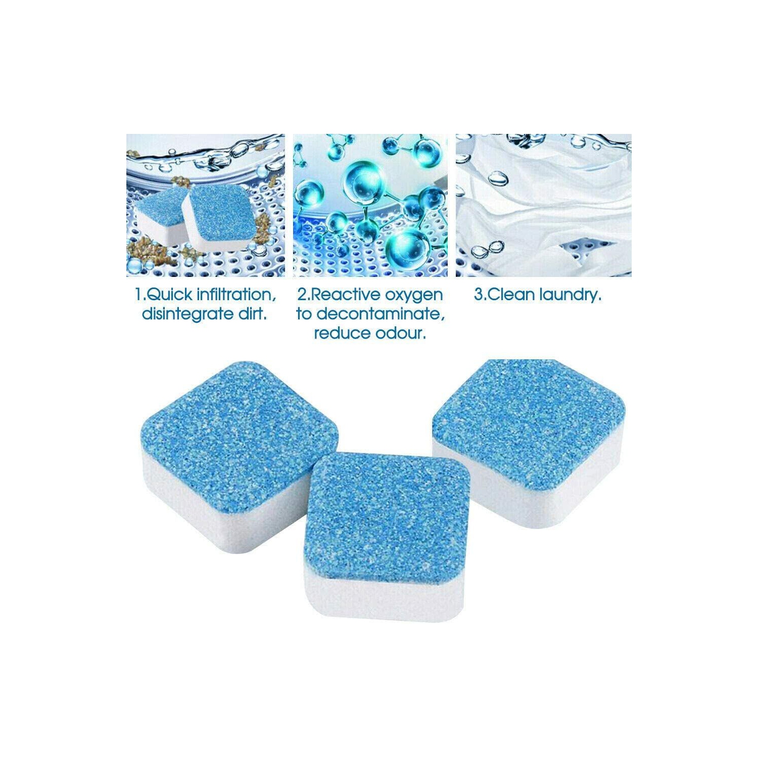 ISTAR Effervescent Tablet Washer Cleaner,Solid Washing Machine Cleaner,Deep Cleaning Remover with Triple Decontamination for Bath Room Kitchen