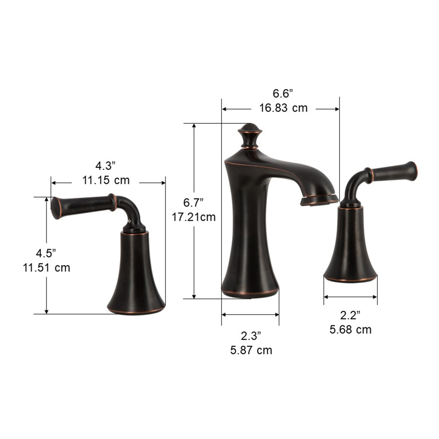 Ancona robinet de salle de bain à poignées éloignées de la gamme Peonia en bronze huilé