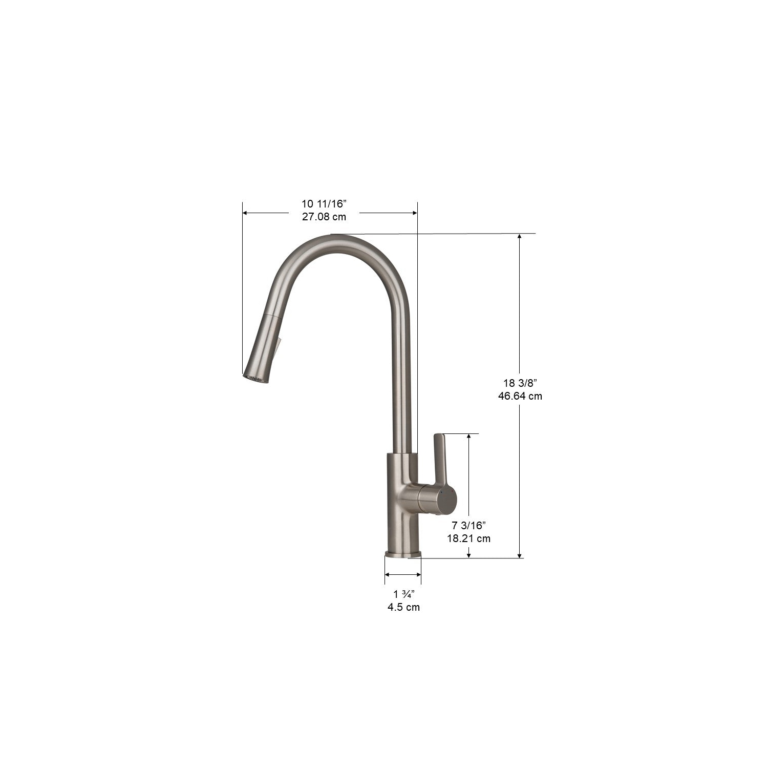 Robinet d'évier à double douchette à bec rétractable Ancona Aria, nickel brossé