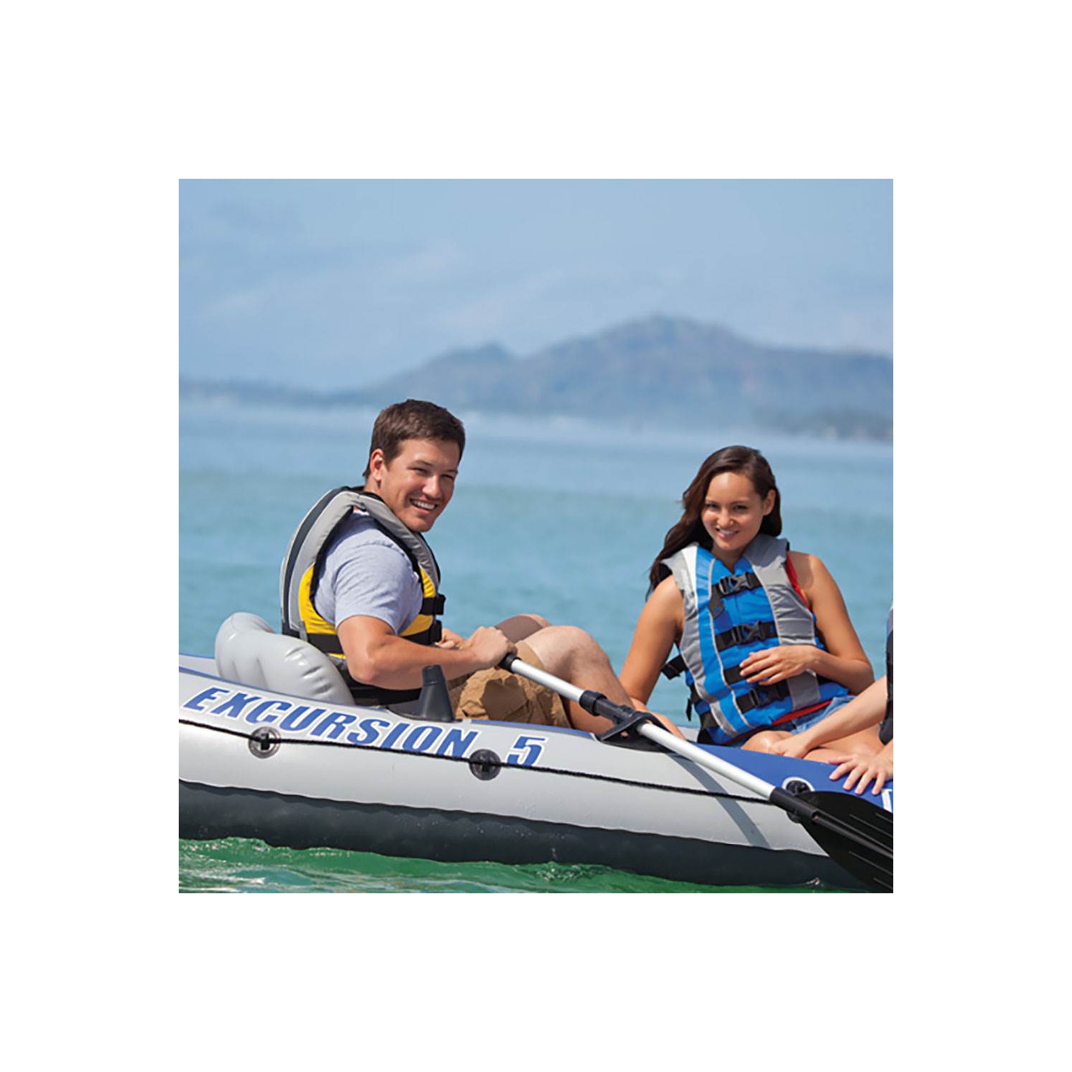 Intex 68324 Excursion 5 Set Inflatable Boat with Oars and Pump