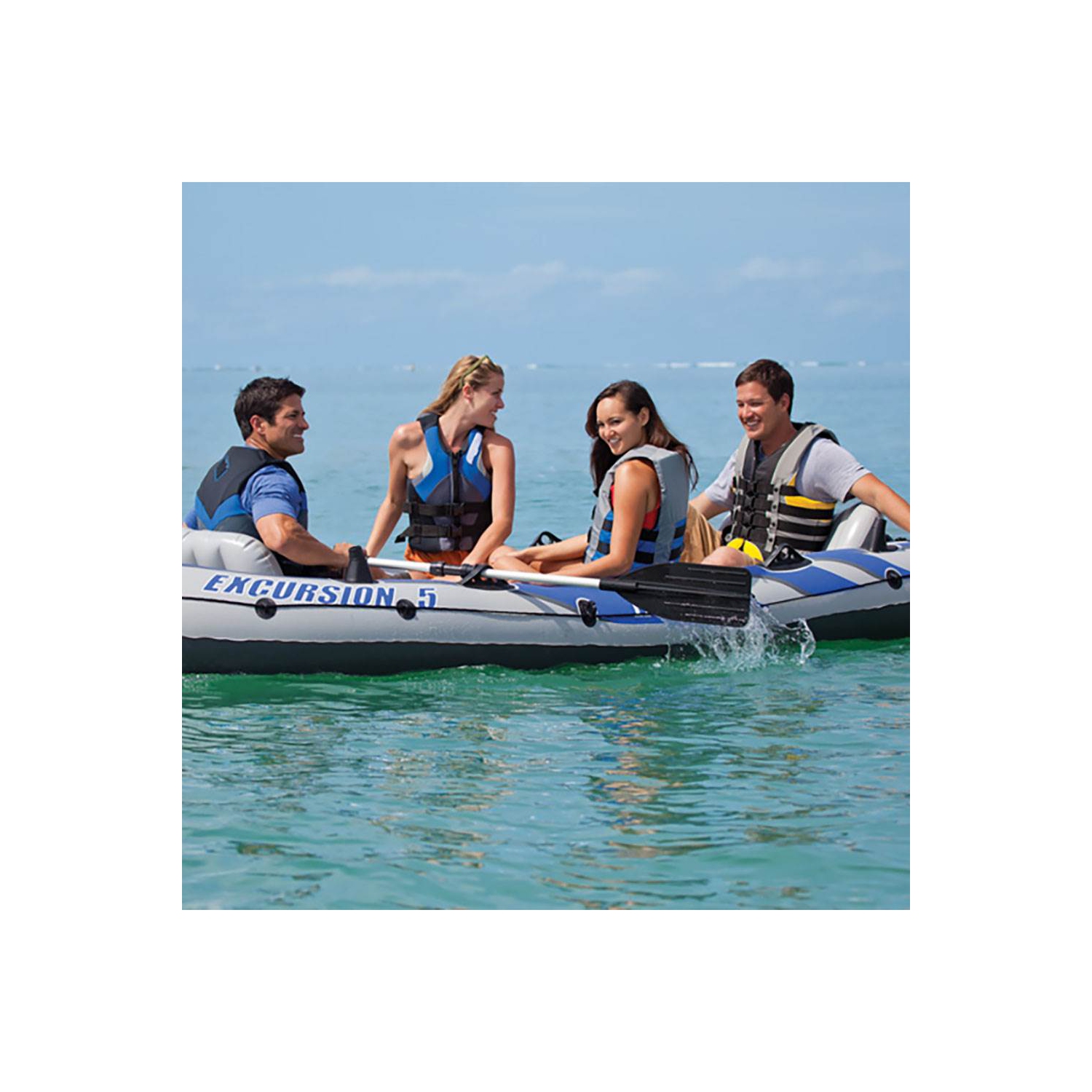 Intex 68324 Excursion 5 Set Inflatable Boat with Oars and Pump