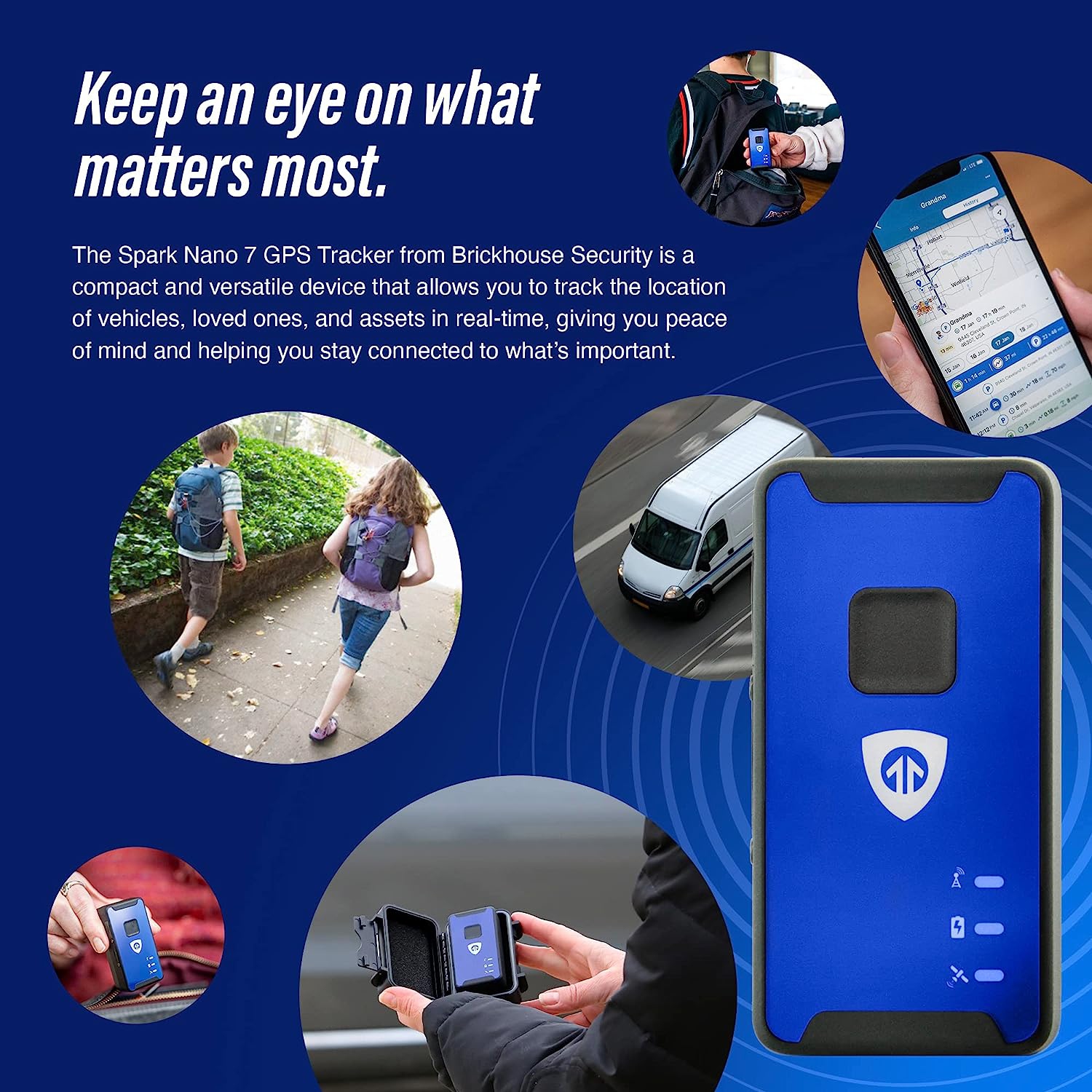 BrickHouse Security Spark Nano 7 LTE Micro GPS pour la surveillance des conducteurs adolescents, des enfants, des personnes âgées, des employés, des