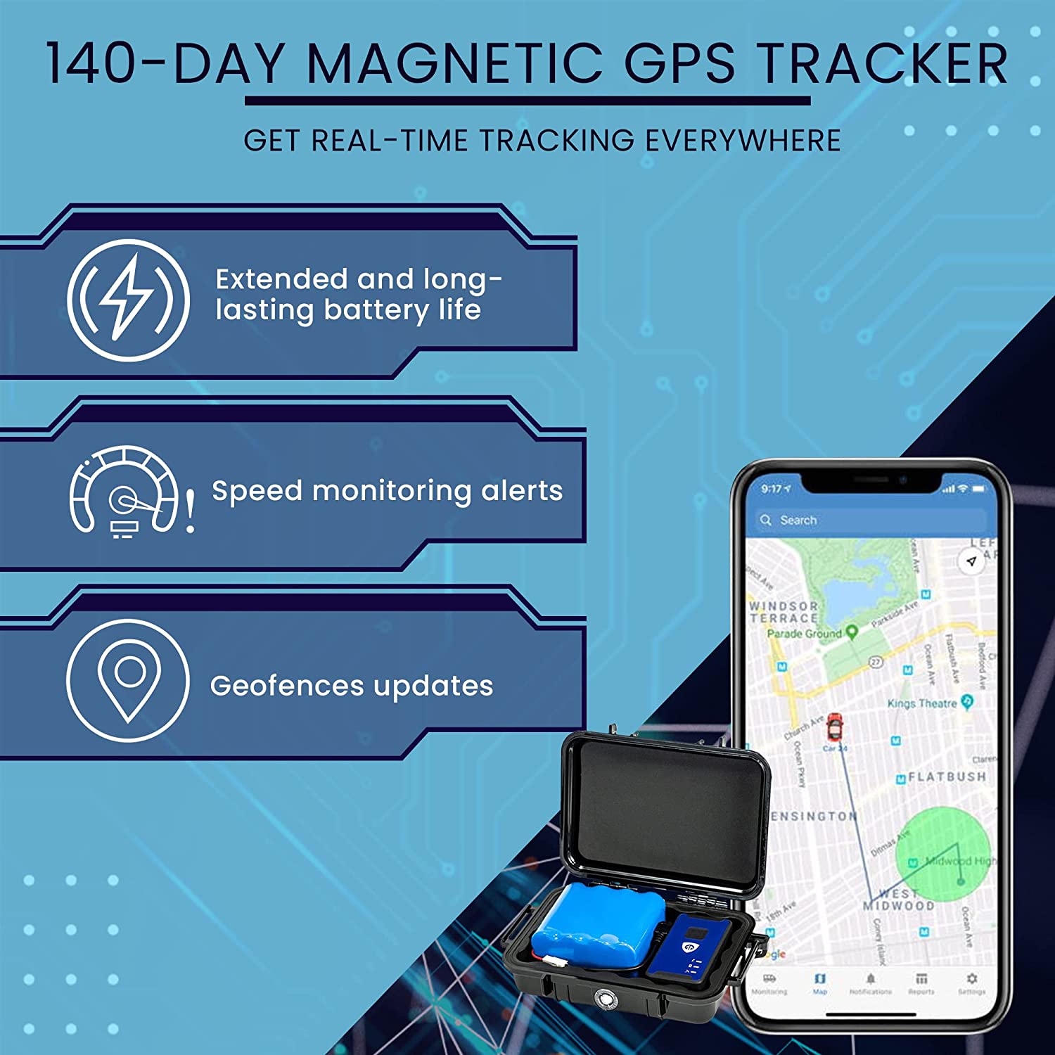 Brickhouse Security – dispositif de suivi GPS magnétique LTE de 140 jours - dispositif de localisation GPS avec étui magnétique et batterie longue