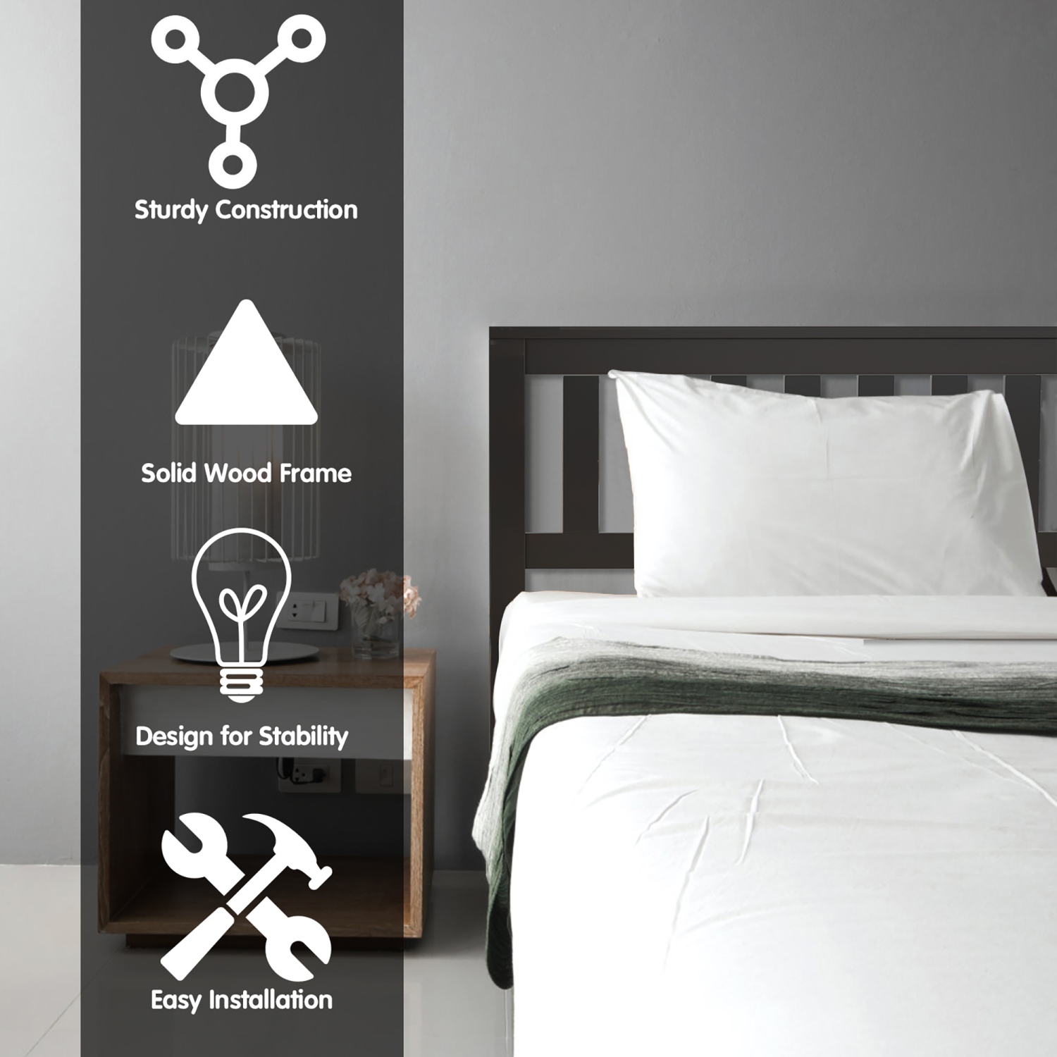 Costway Twin Wood Platform Bed with Headboard and Footboard Mattress Foundation