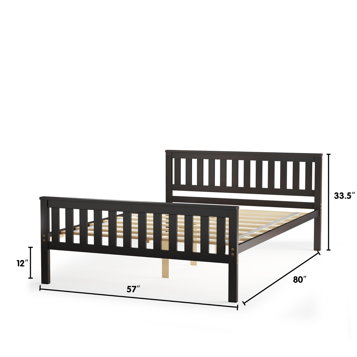 Costway Full Wood Platform Bed with Headboard and Footboard Mattress Foundation