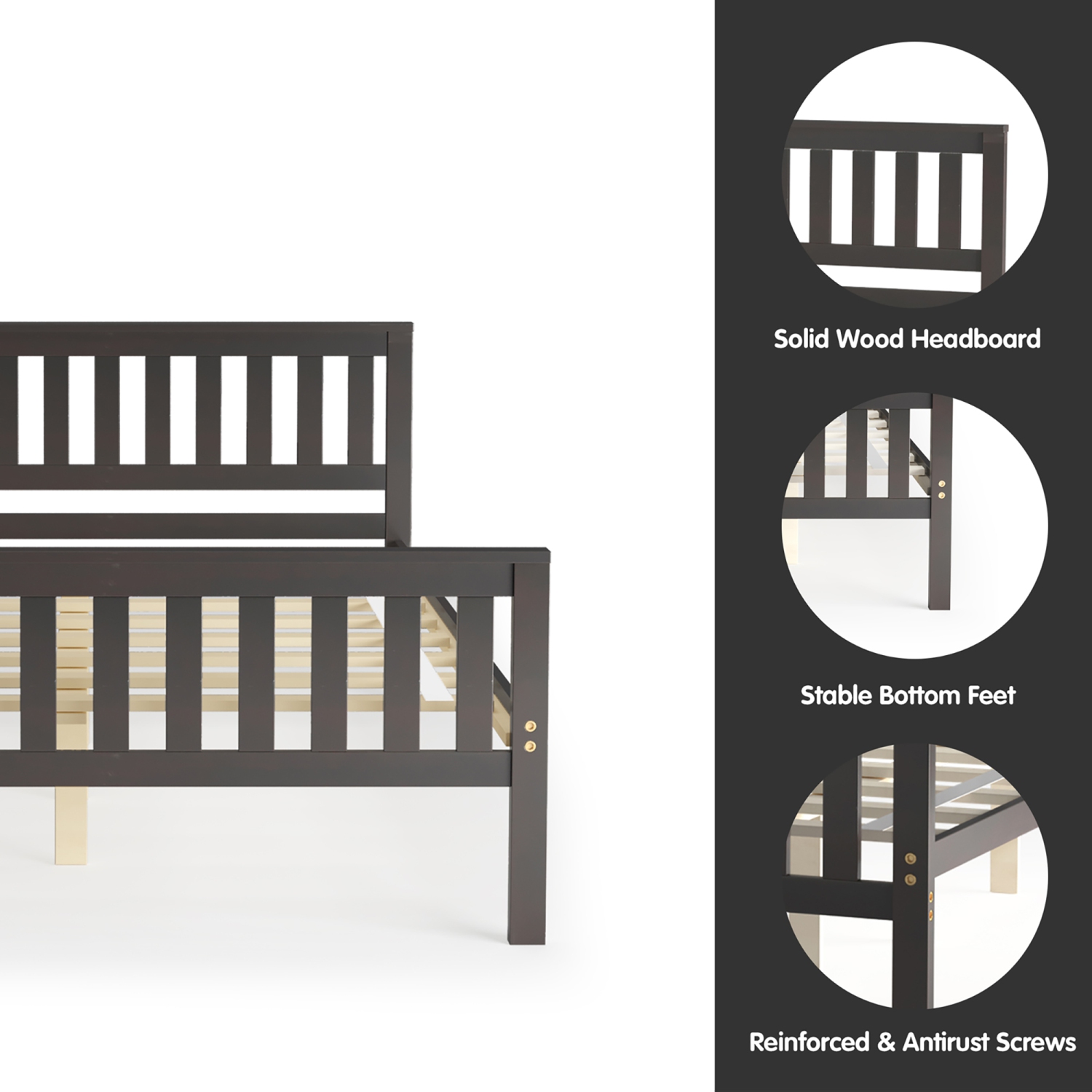 Costway Full Wood Platform Bed with Headboard and Footboard Mattress Foundation
