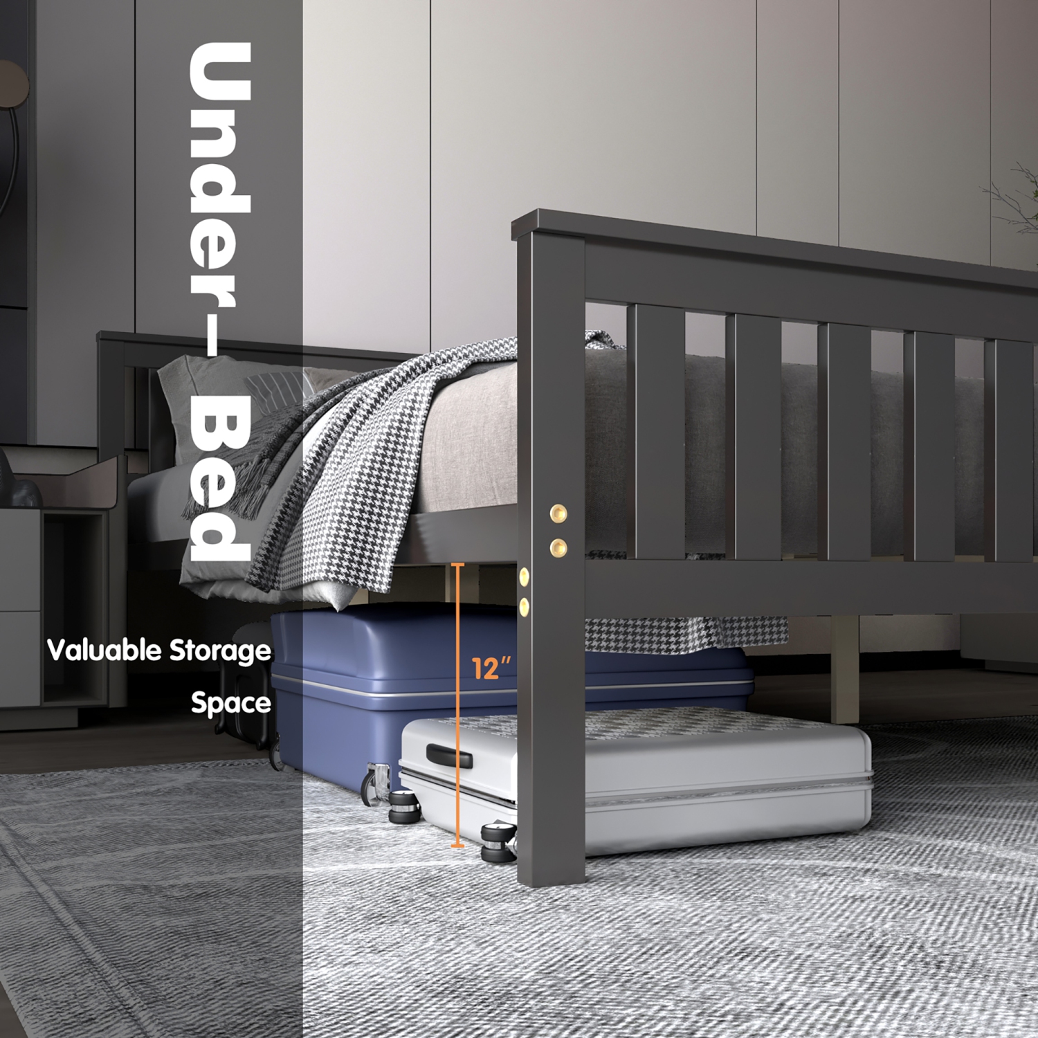 Costway Full Wood Platform Bed with Headboard and Footboard Mattress Foundation