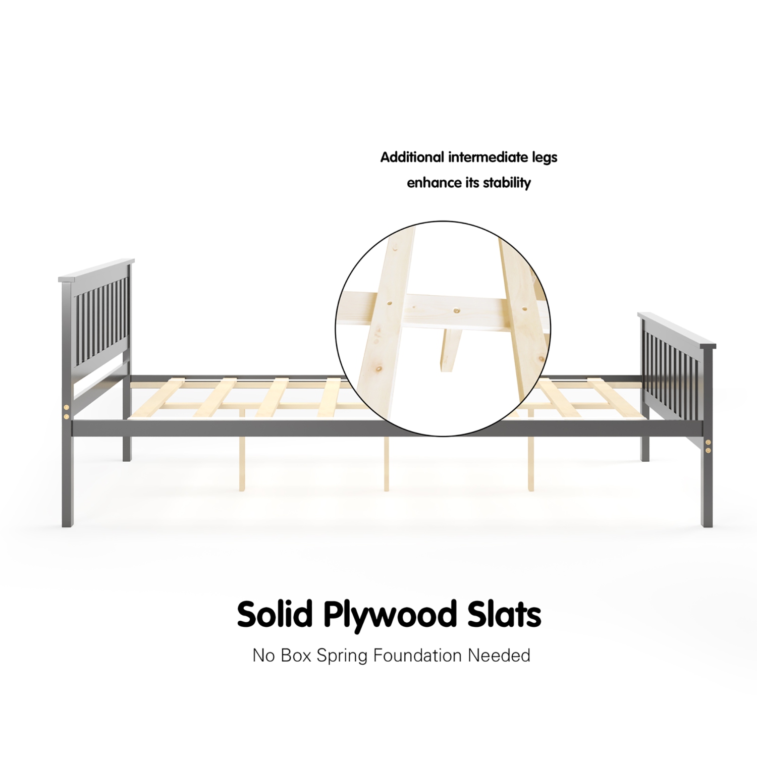 Costway Full Wood Platform Bed with Headboard and Footboard Mattress Foundation