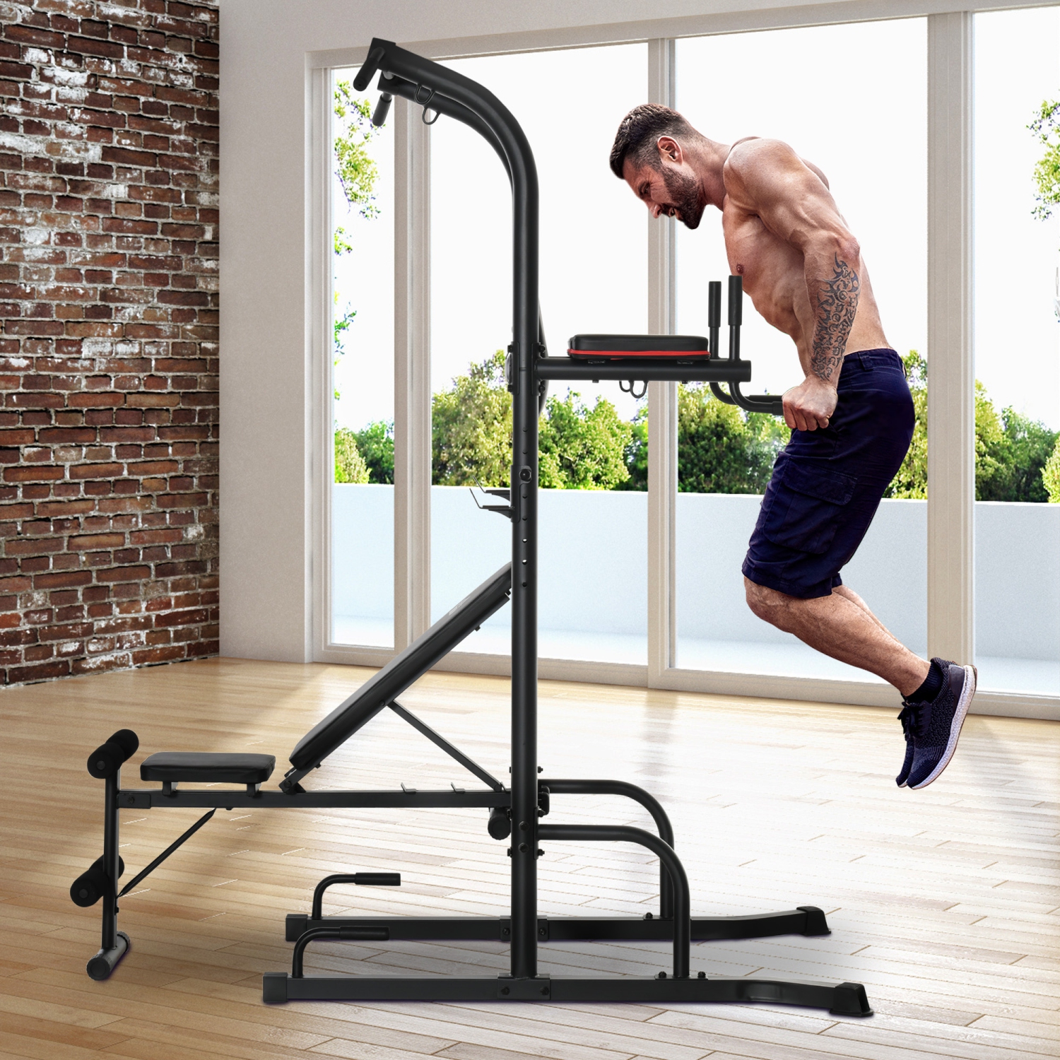 Soozier Multi Home Gym Equipment With Sit Up Bench, Push Up Stand