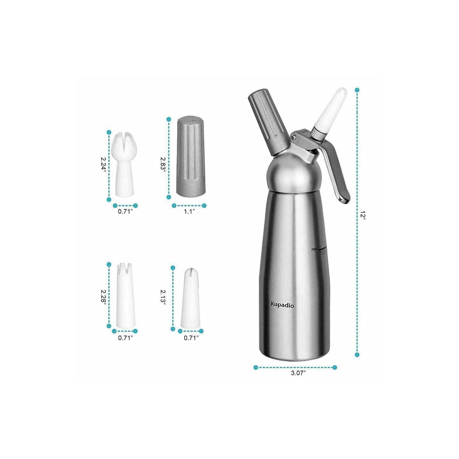 Machine à crème fouettée 500 ml avec distributeur d’aliments fouetté et mousse à café
