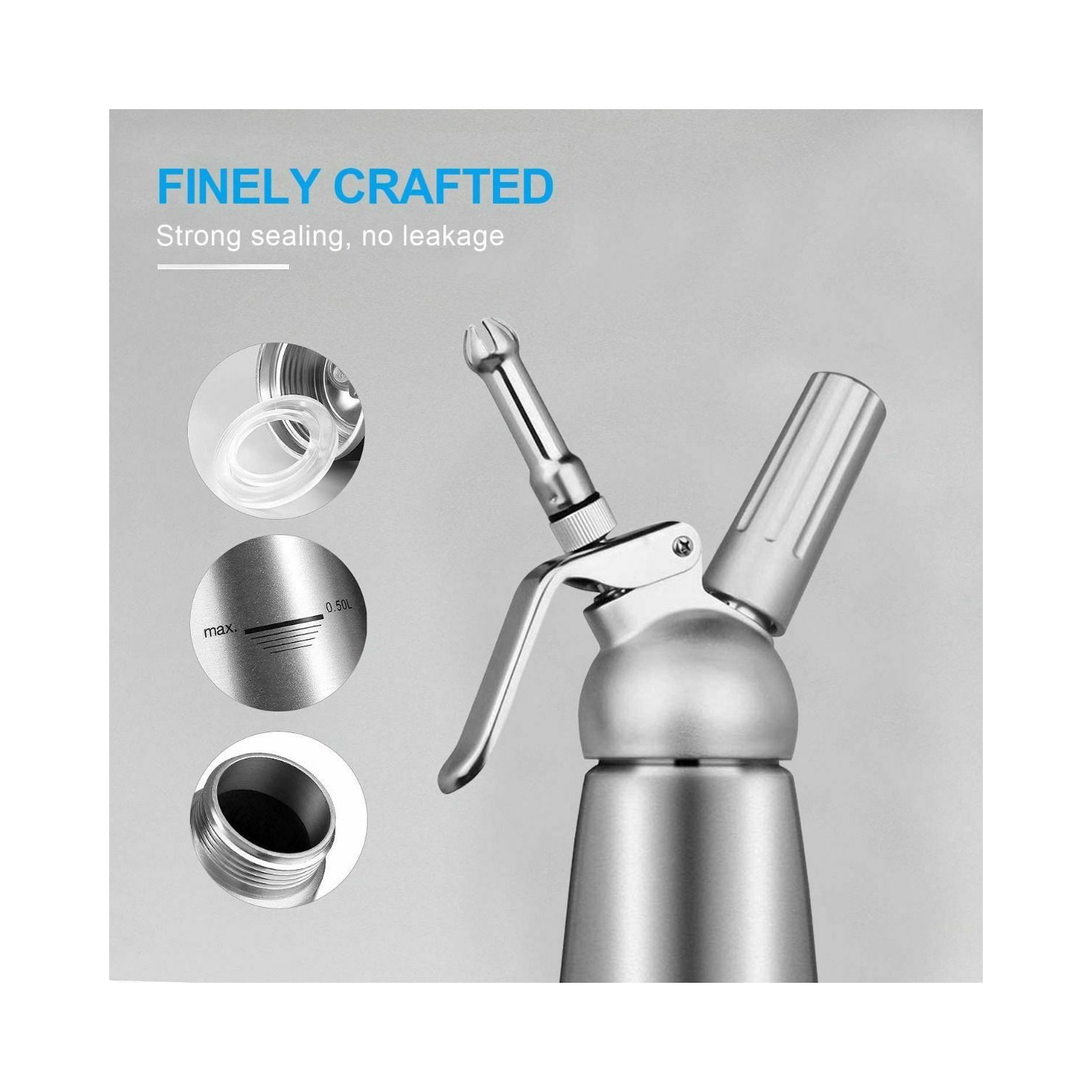 Machine à crème fouettée 500 ml avec distributeur d’aliments fouetté et mousse à café