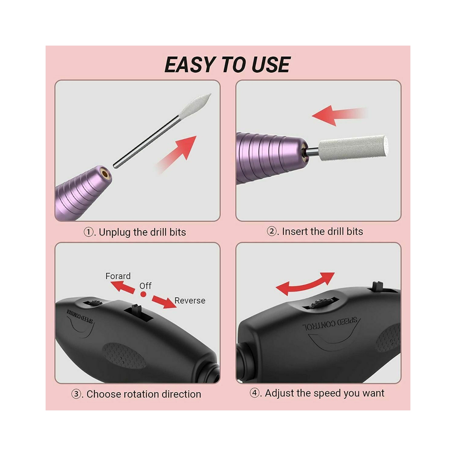 New Electric Nail File Drill Portable Professional Manicure Pedicure Machine Set