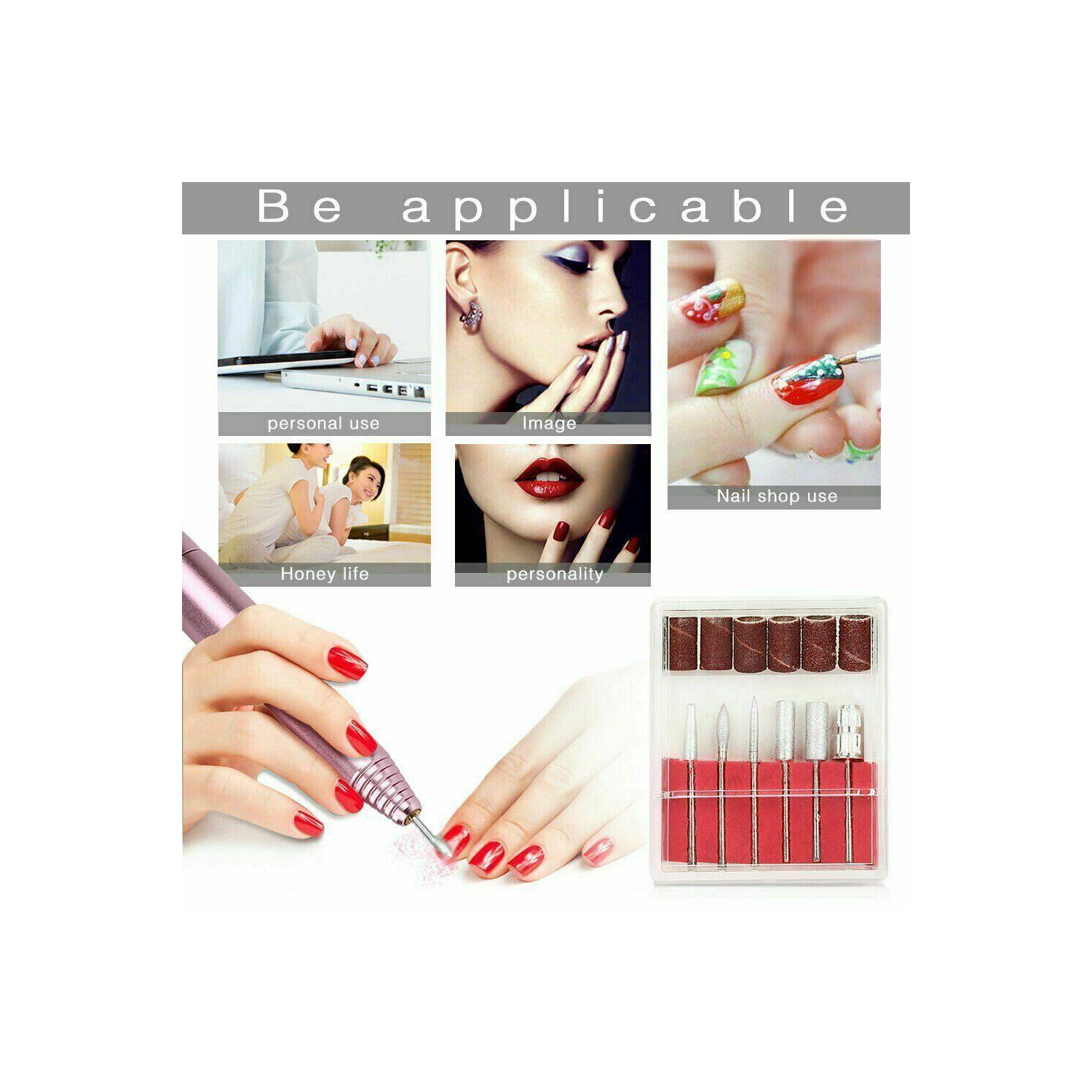New Electric Nail File Drill Portable Professional Manicure Pedicure Machine Set