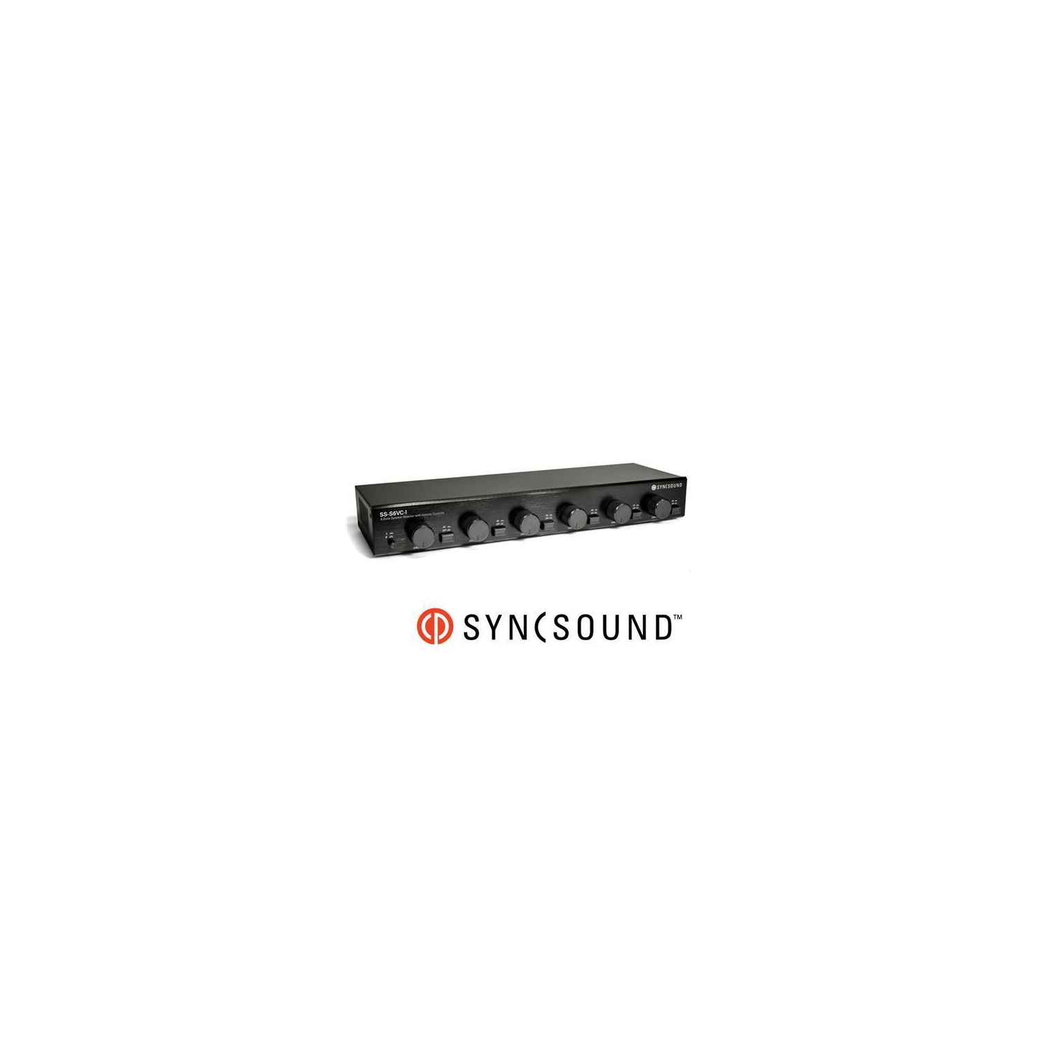 SyncSound – Commutateur de haut-parleur SS-S6VC-I à 6 zones avec commandes de volume, source double