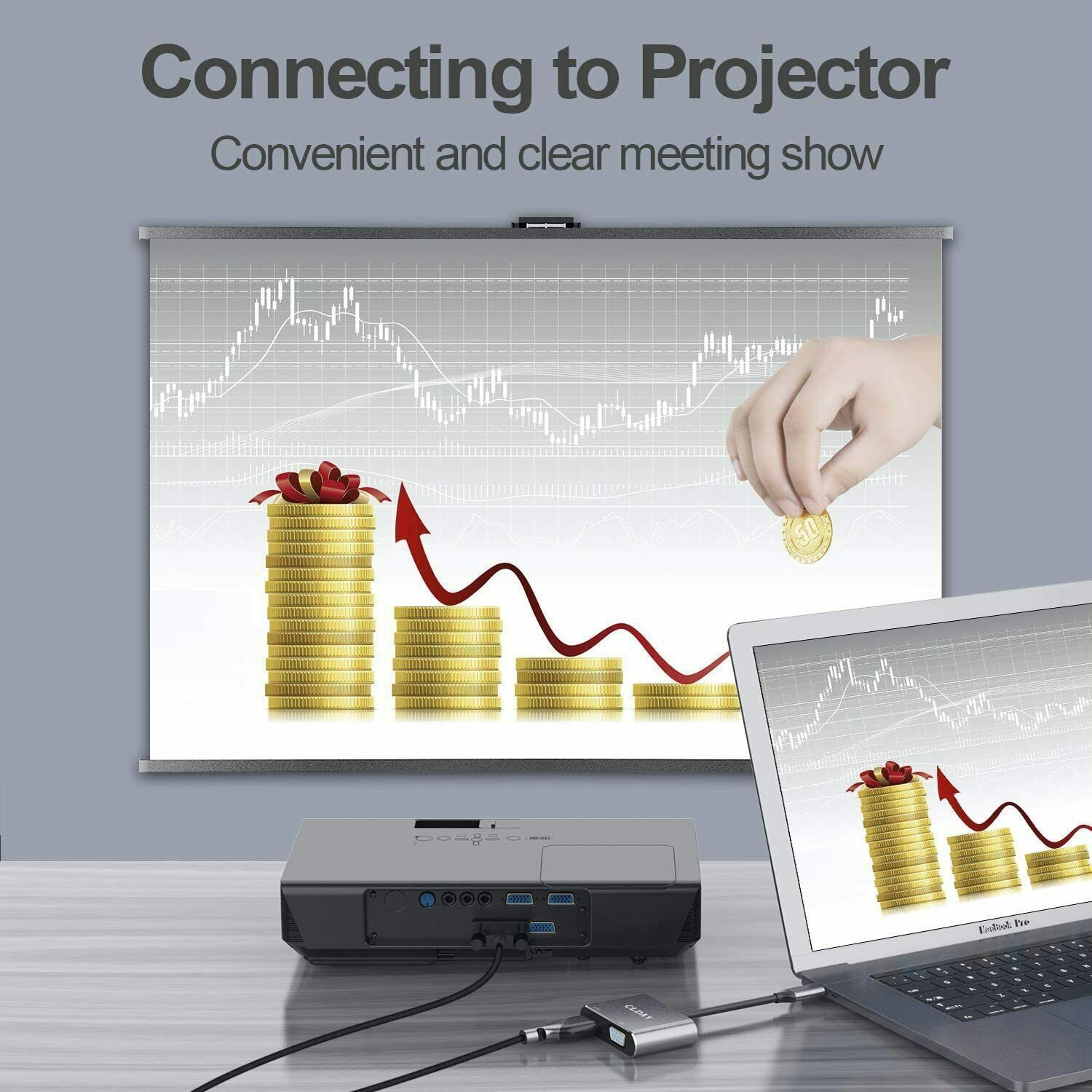 4-in-1 USB C to 4K HDMI VGA Adapter OTG 3.0 HUB PD Charging for MecBook,Pad,Dell