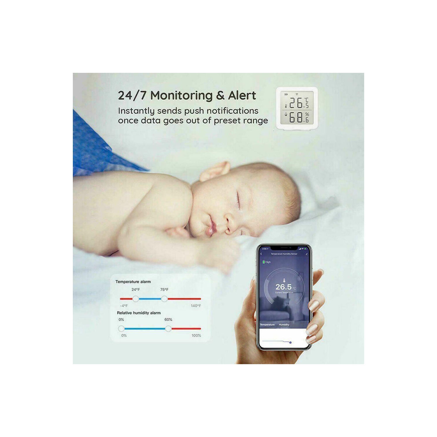 Thermomètre numérique ACL à humidité et capteur de température sans fil Wi-Fi pour maison intelligente CA