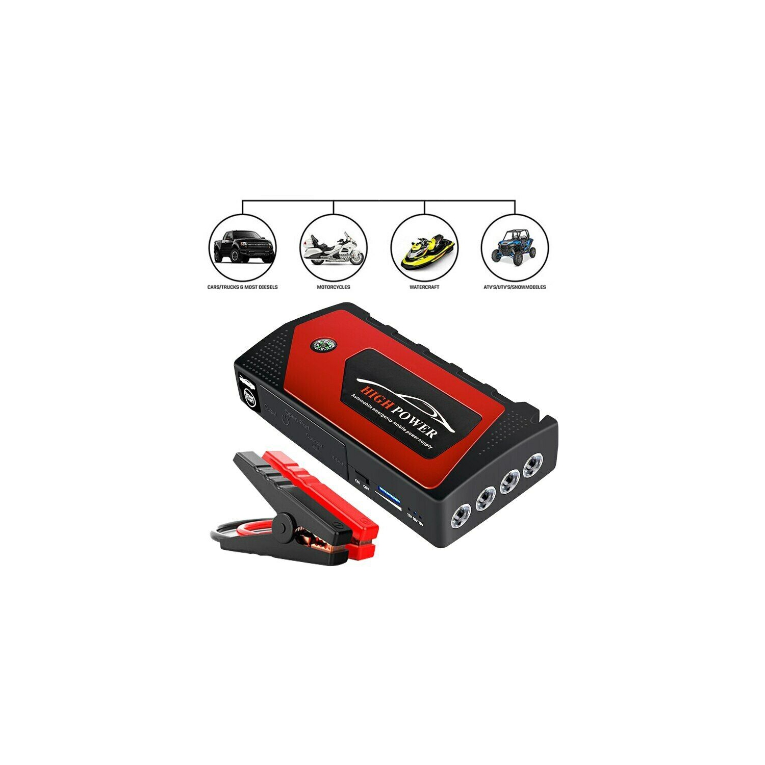18000mAh Car Jump Starter Pack Booster LCD USB Charger Backup Battery Power Bank