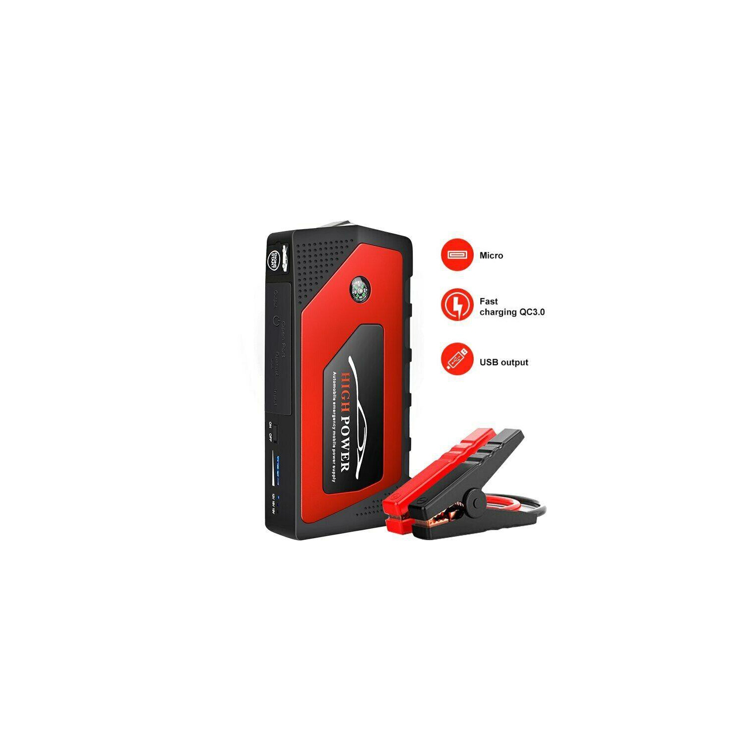 18000mAh Car Jump Starter Pack Booster LCD USB Charger Backup Battery Power Bank