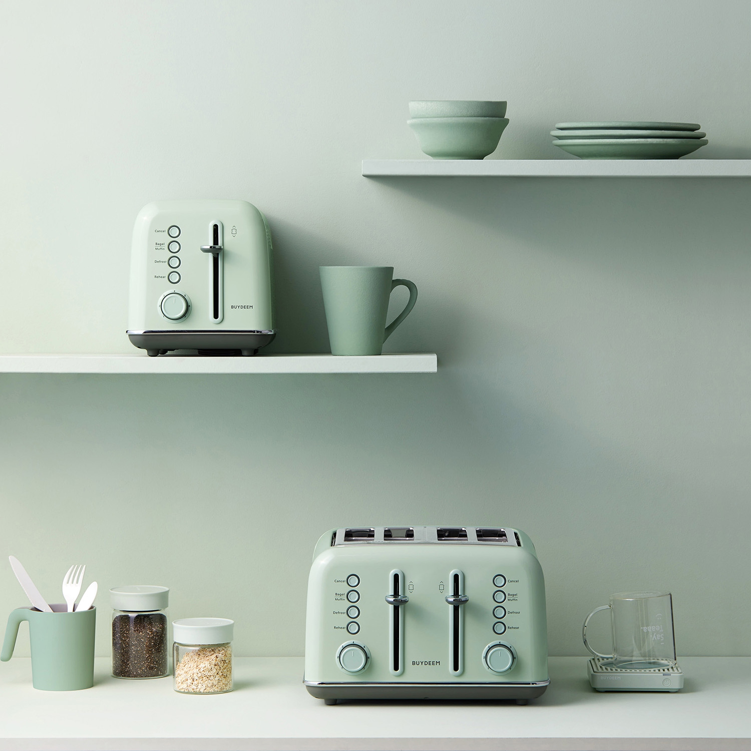 Buydeem 2-Slice Toaster Buydeem Finish: Celadon Green