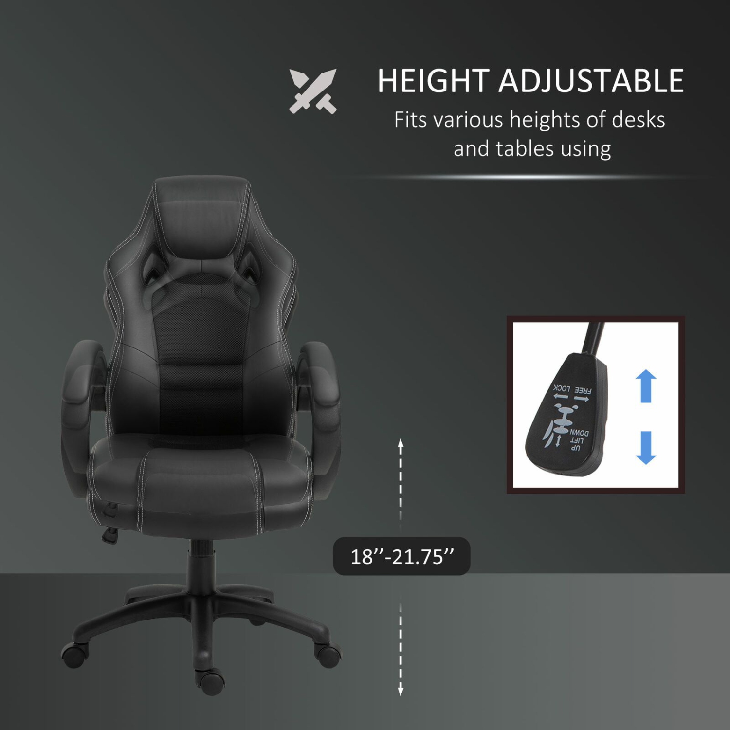 46.5” Rac Car Style Office Gaming Chair Hydraulic Computer Chair