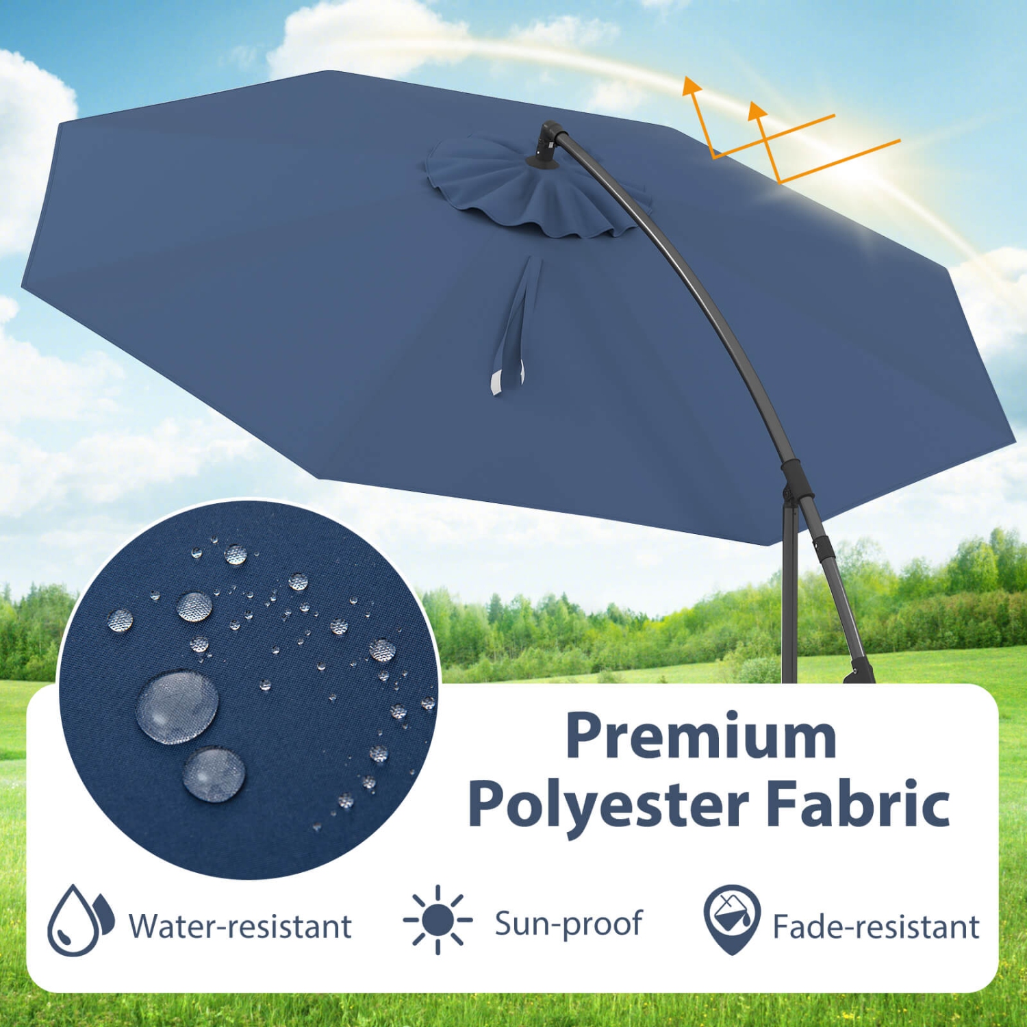 Costway 10 FT Patio Offset Umbrella w/8 Ribs Cross Base Tilt