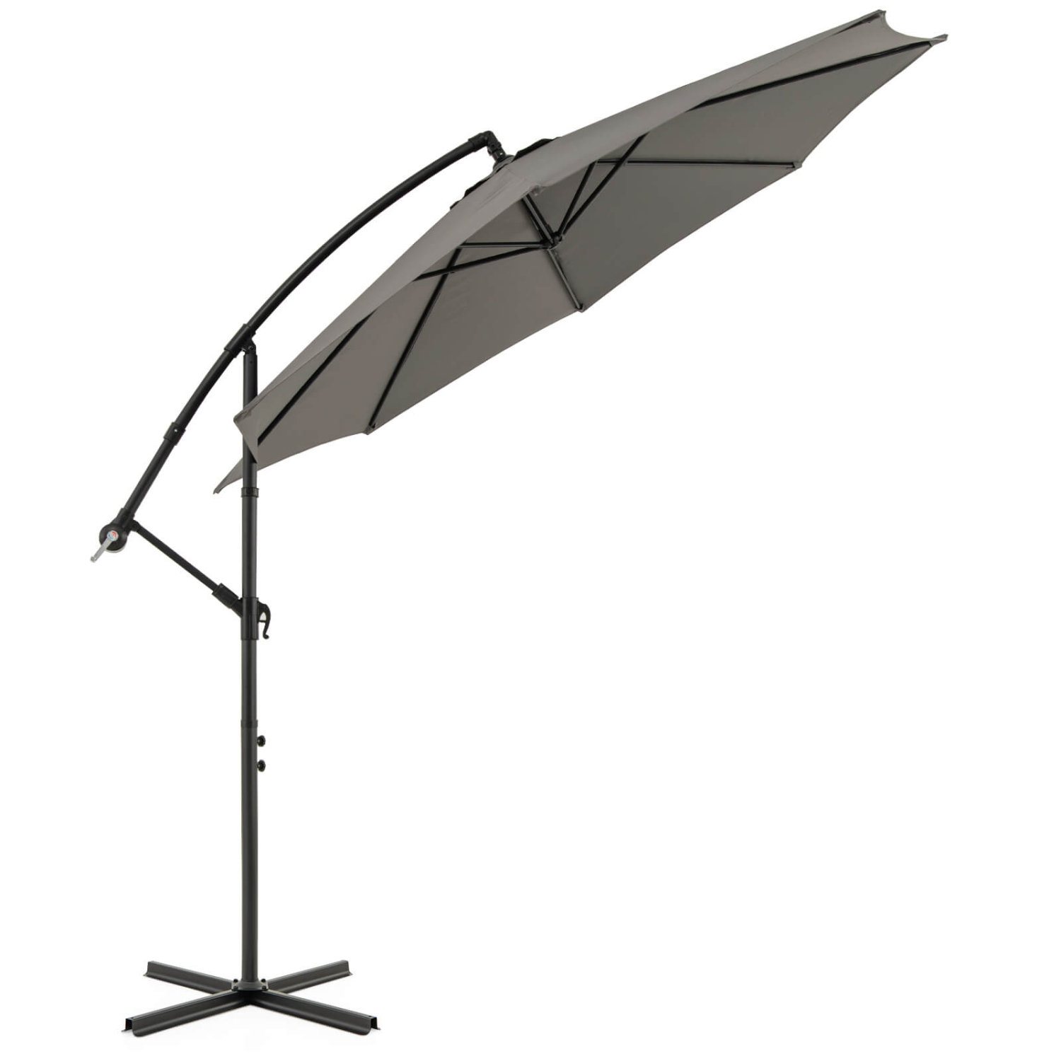 Costway 10 FT Patio Offset Umbrella w/8 Ribs Cross Base Tilt