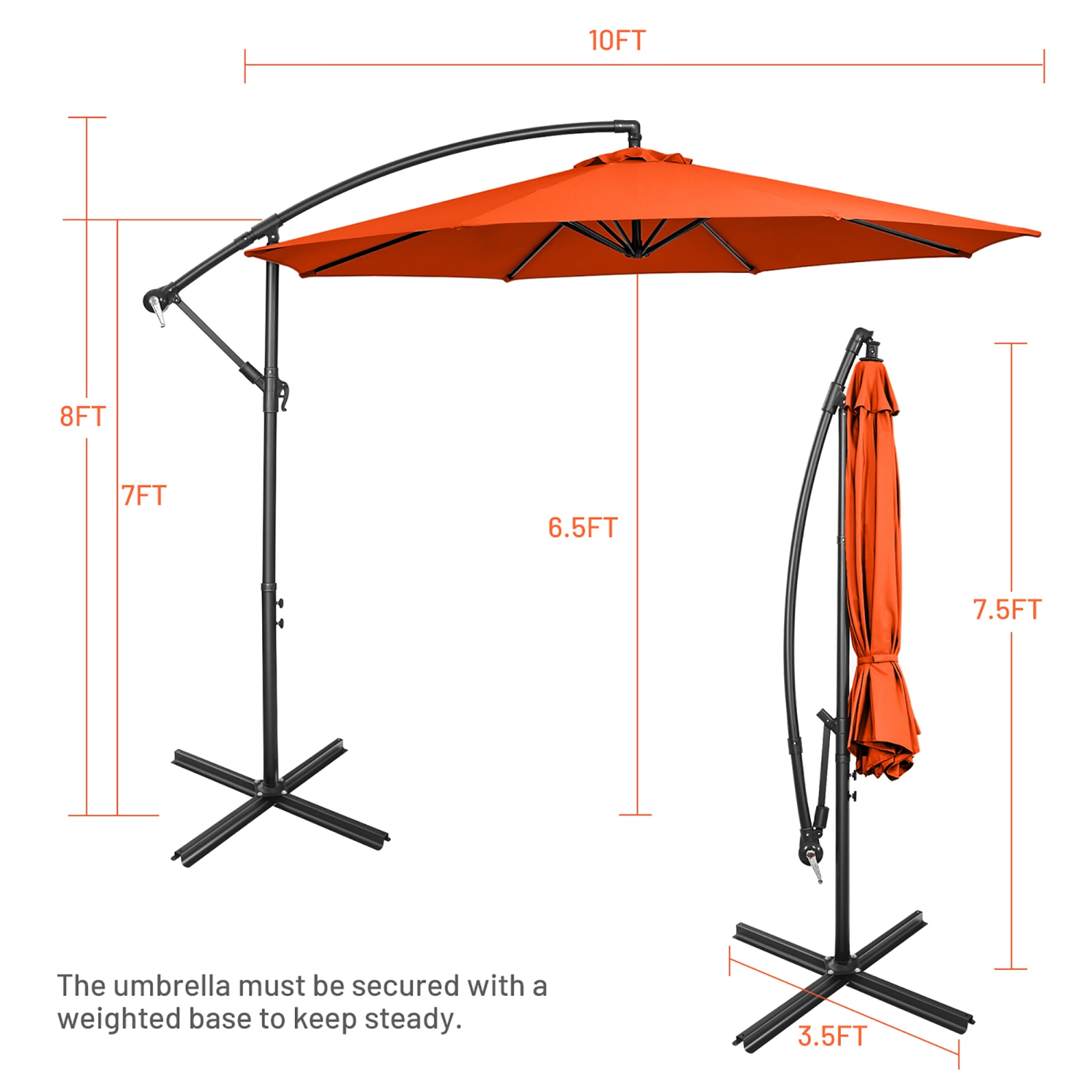 Parasol déporté 305cm Costway