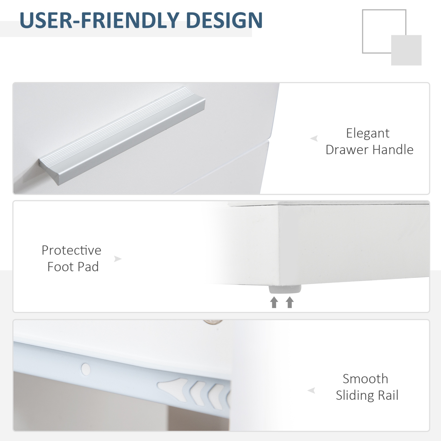 HOMCOM 55" L Shaped Computer Desk, Rotating Home Office Corner Desk, Study Workstation with Storage Shelves, Cabinet and Drawer for Small Space, White
