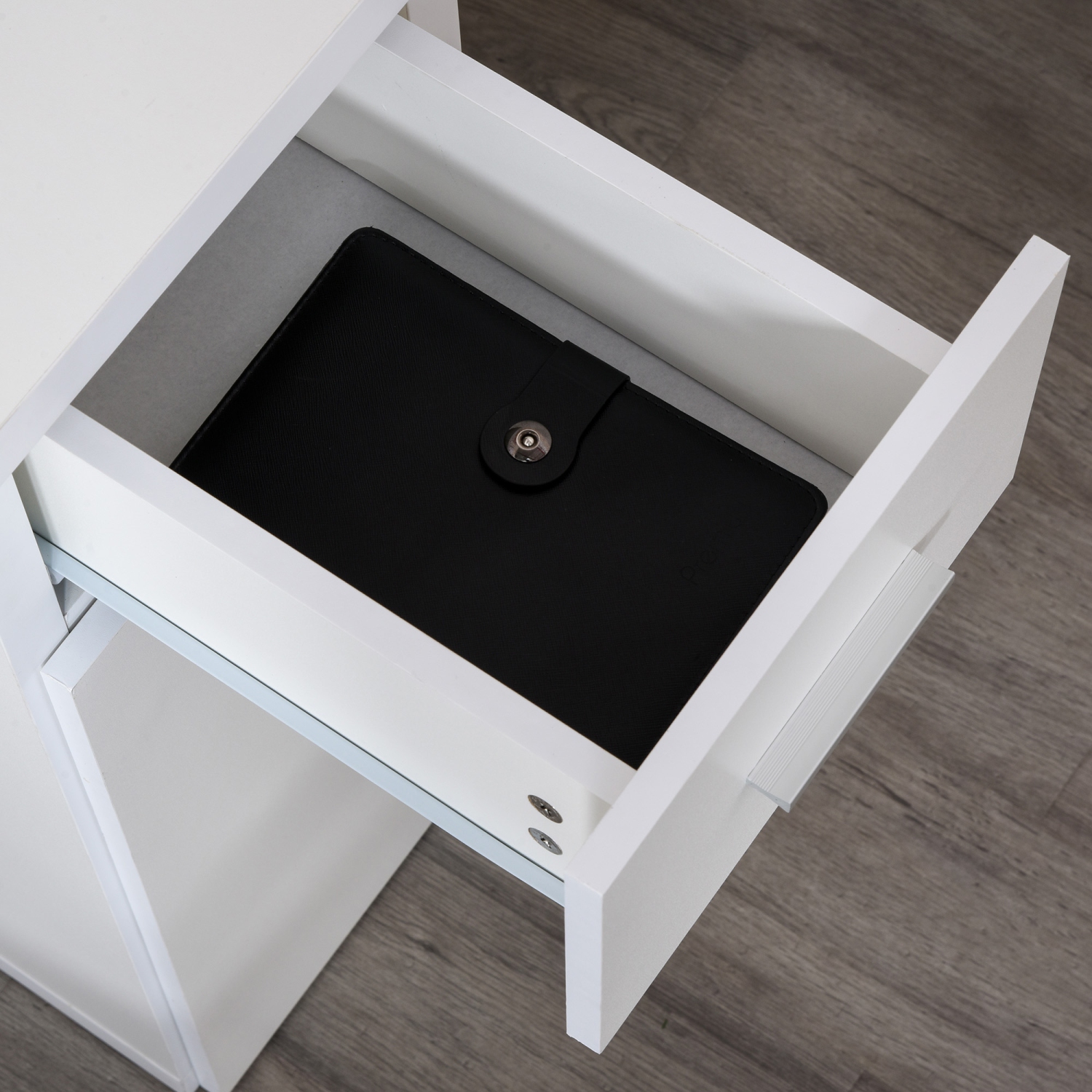 HOMCOM 55" L Shaped Computer Desk, Rotating Home Office Corner Desk, Study Workstation with Storage Shelves, Cabinet and Drawer for Small Space, White