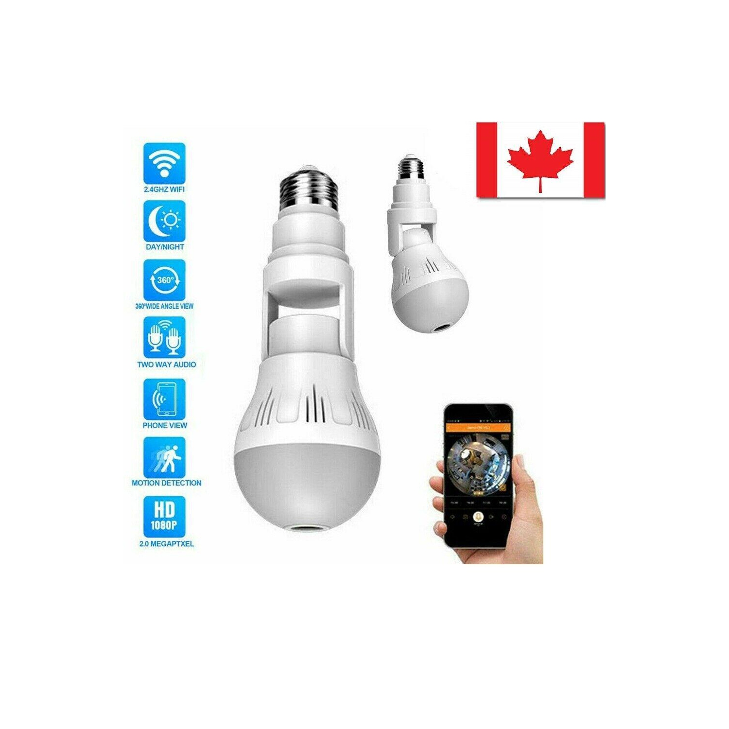 CAMÉRA ip Wi-Fi 1080p ampoule sans fil sécurité à domicile ampoule très grand angulaire nuit