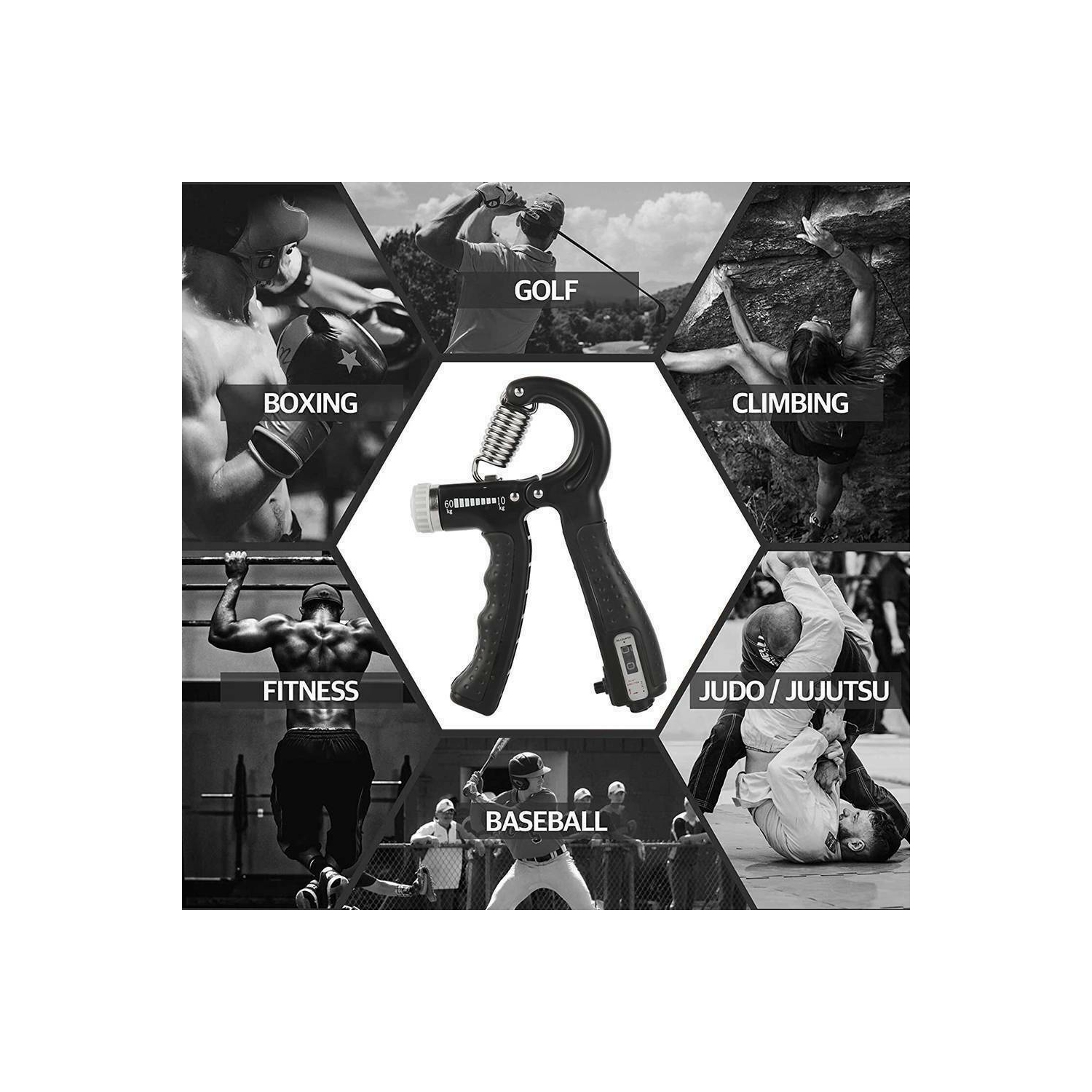 Sport Hand Grip Strengthener Adjustable Forearm Wrist Finger Exercise Trainer CA