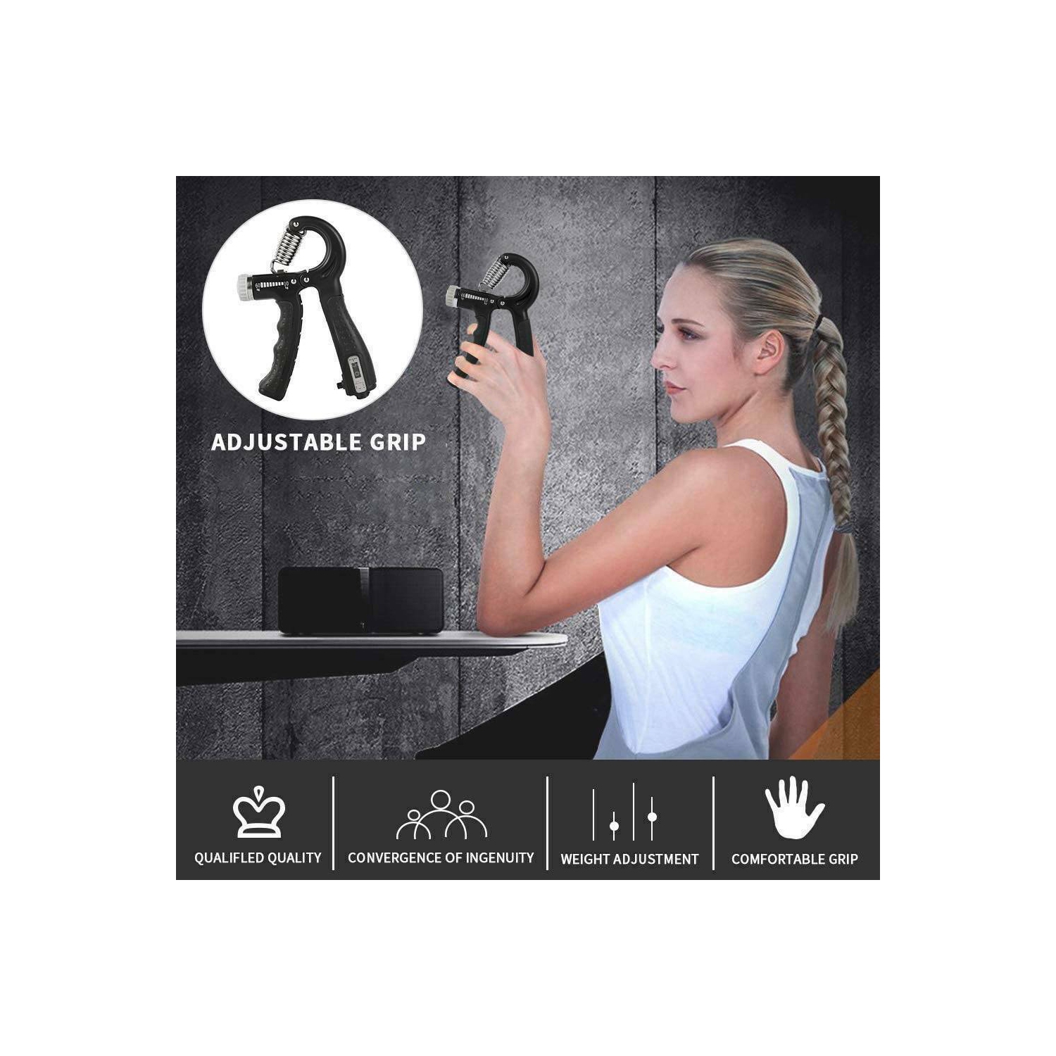 Sport Hand Grip Strengthener Adjustable Forearm Wrist Finger Exercise Trainer CA