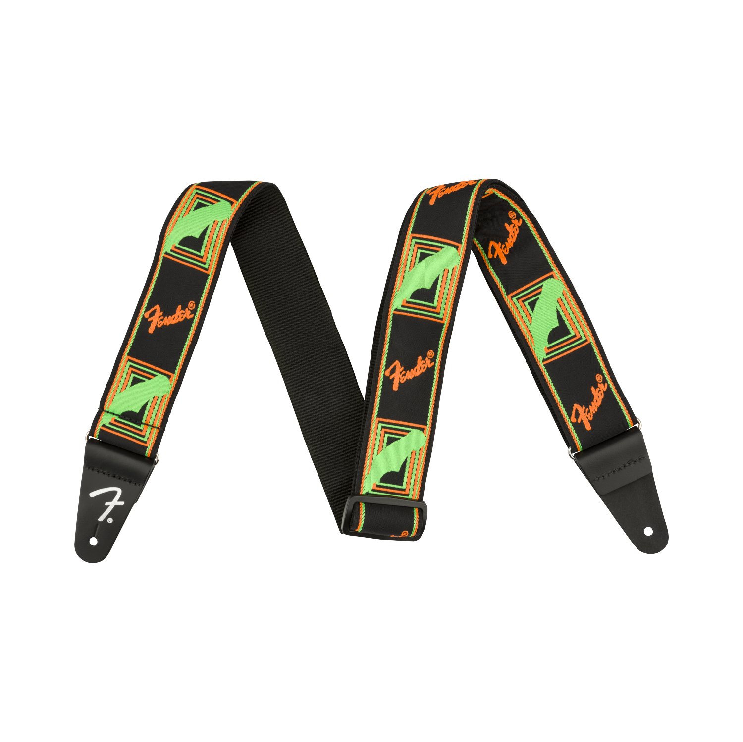 Fender Neon Monogram Guitar Strap - Green/Orange