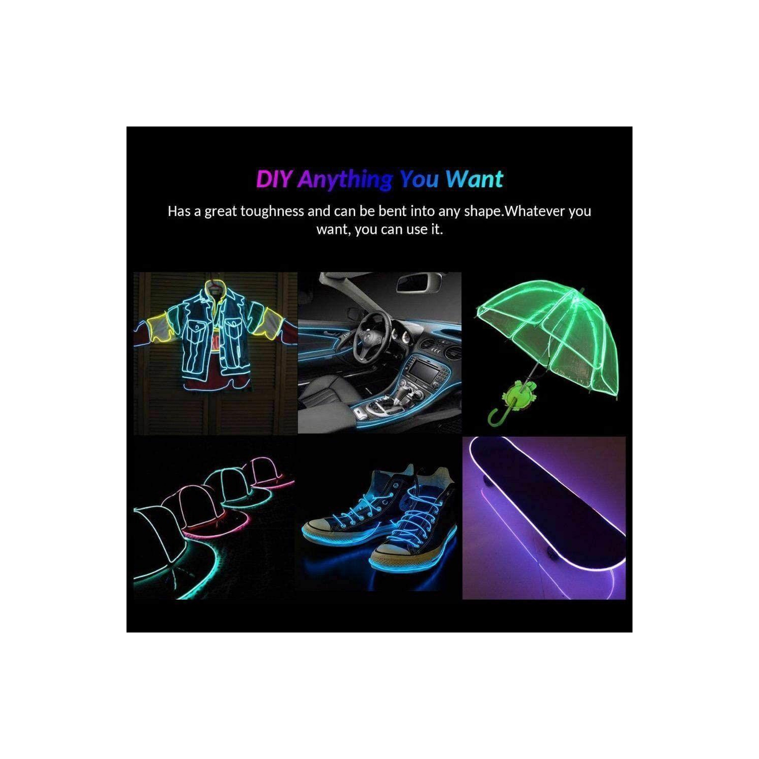 New 5M/16.5ft Led Flexible Soft Tube Wire Lights Neon Glowing Rope Strip Light