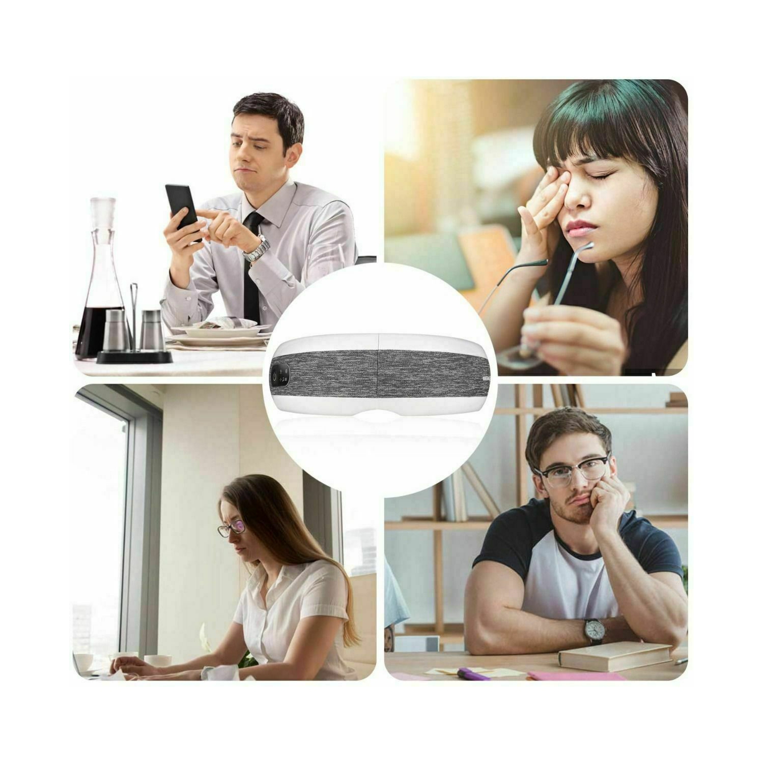 Appareil de massage électrique pour les yeux avec technologie Heat Air Pressure Vibration qui soulage la fatigue oculaire