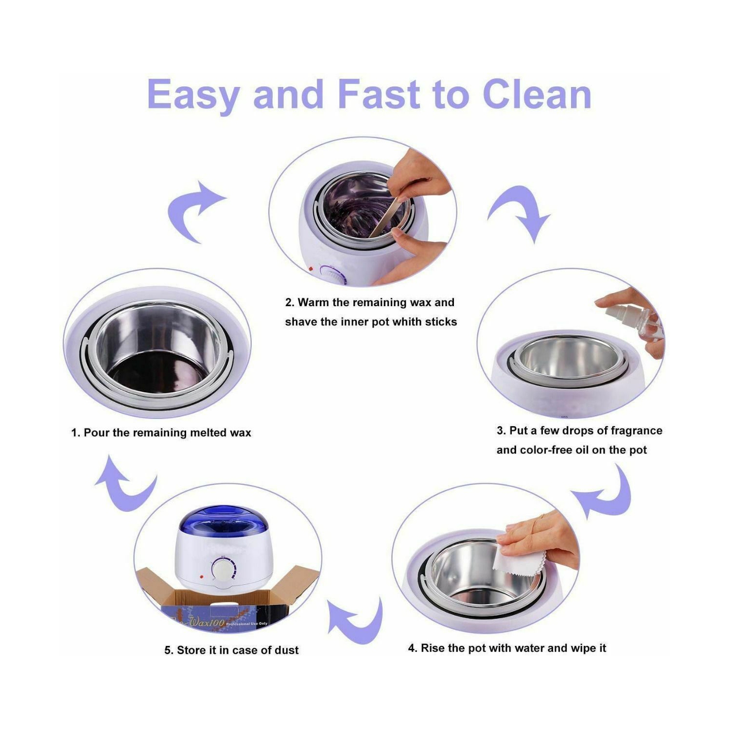 New Wax Warmer Hair Removal Kit with Hard Wax Beans and Wax Applicator Sticks CA