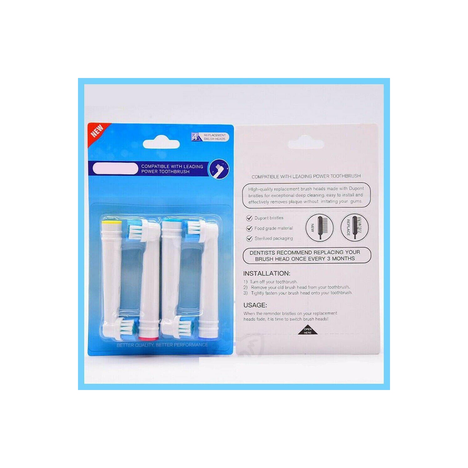 Electric Toothbrush Heads Oral B Compatible Replacement Brush x4 Precision Clean