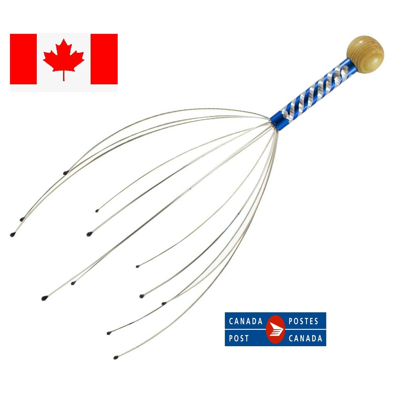 Scalpe Head Massager with Wooden Handle for Home Spa Relief and Relaxation CA