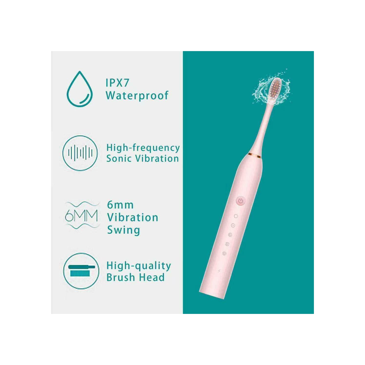 Rechargeable Electric Toothbrush Travel Case 8 Brush Heads Whitening 5 Modes