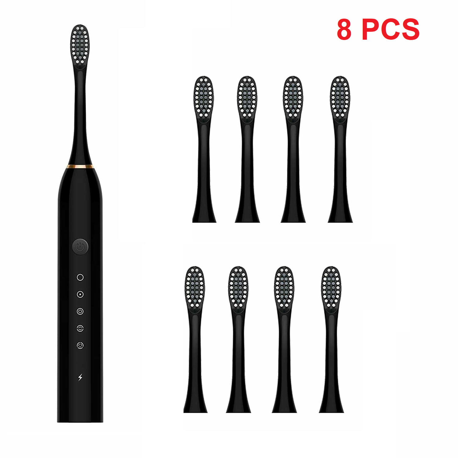 Rechargeable Electric Toothbrush Travel Case 8 Brush Heads Whitening 5 Modes