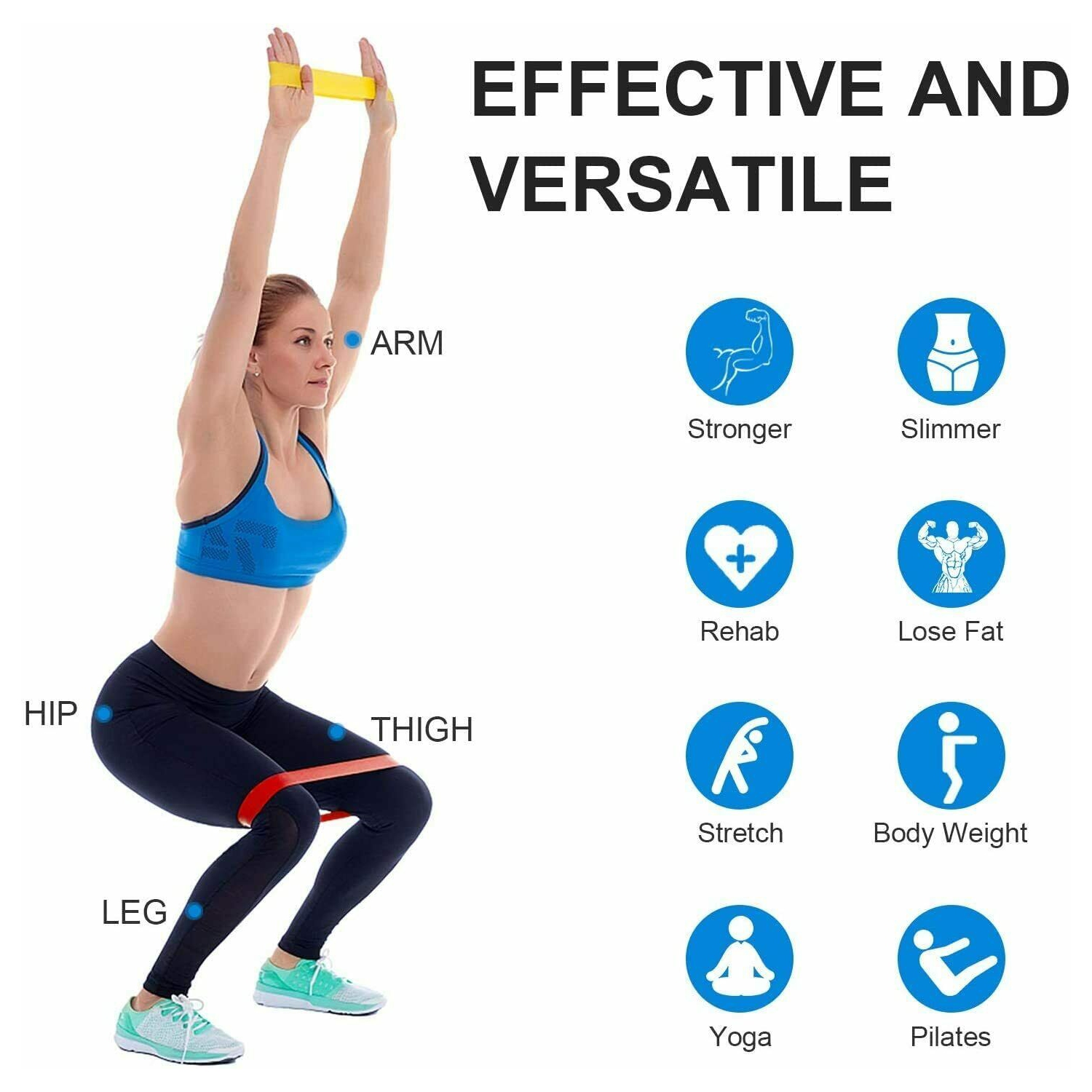 Ensemble de 5 bandes élastiques pour entraînement intense Booty Bands Gym de yoga Resistance Fitness