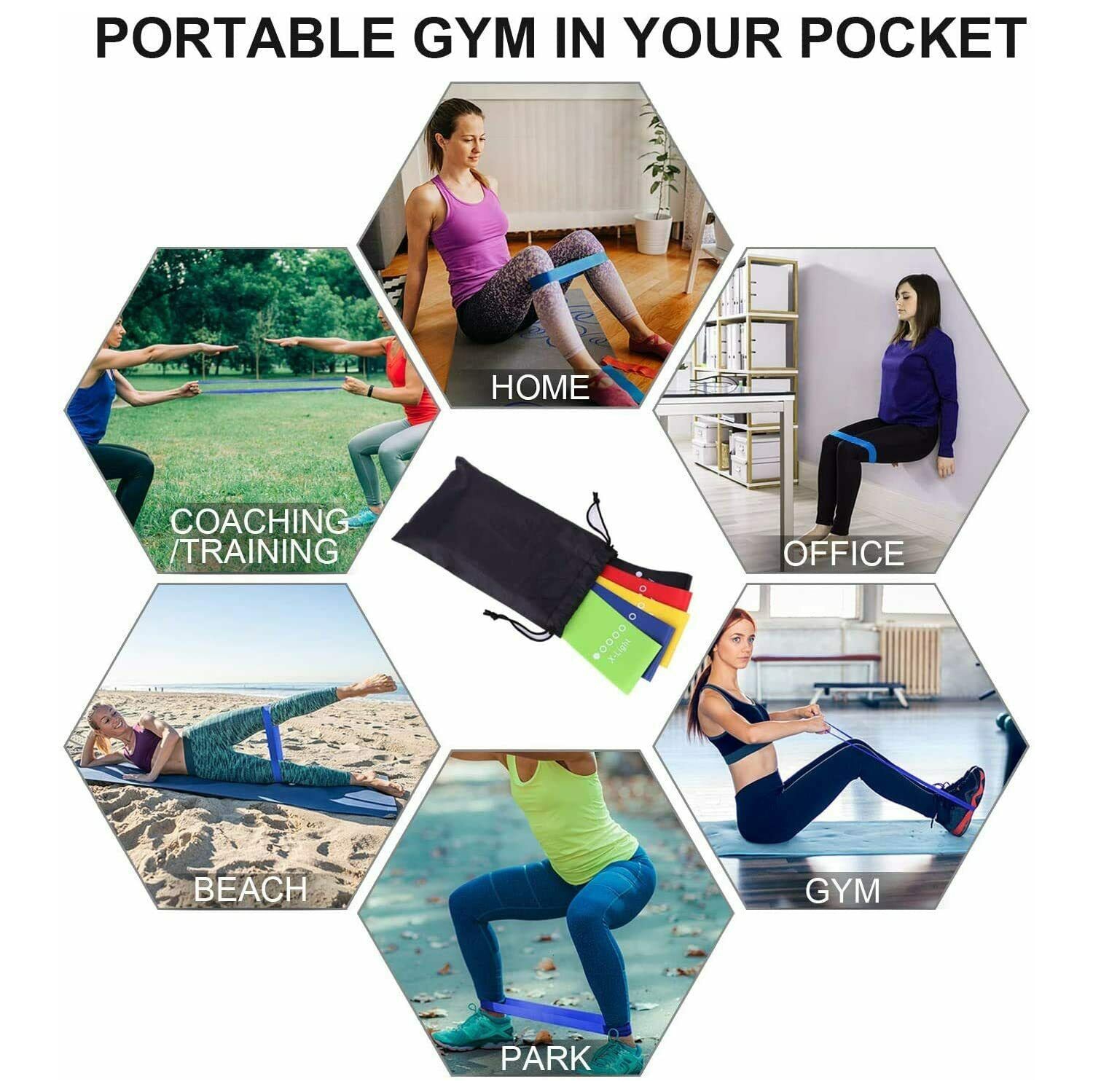 Ensemble de 5 bandes élastiques pour entraînement intense Booty Bands Gym de yoga Resistance Fitness