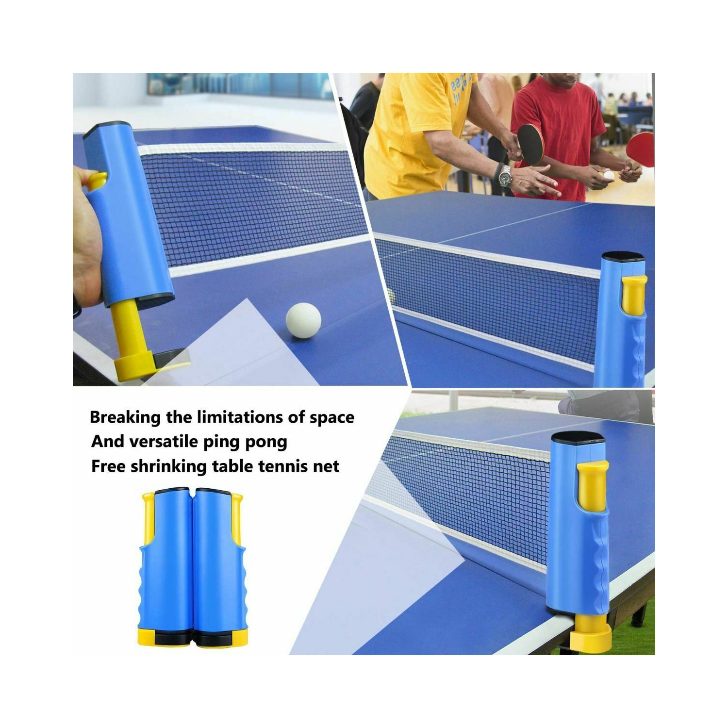 Filet de tennis de table portatif avec pince à ressort et léger en plastique polyéthylène