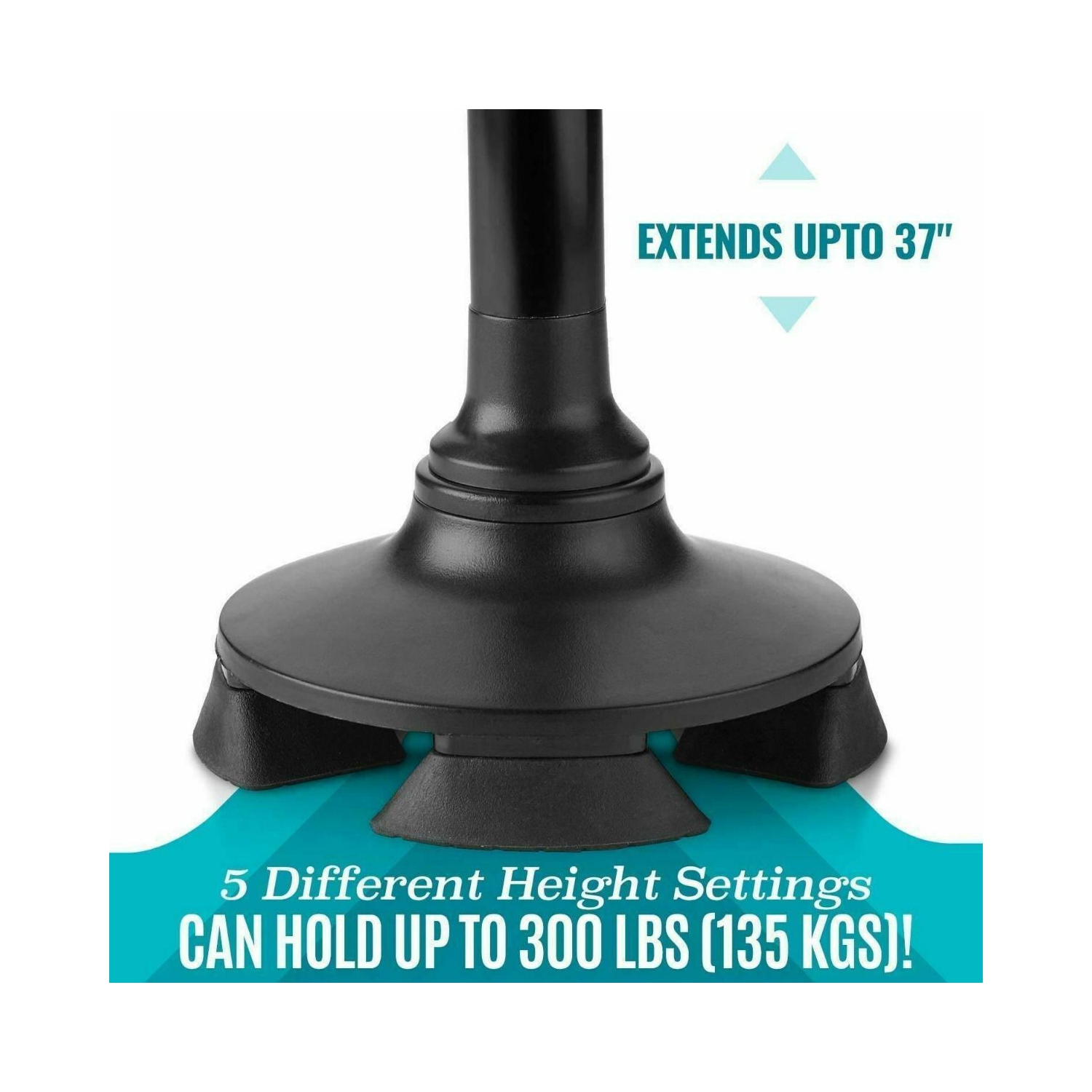 Walking Stick Cane Folding With Light LED Strap Handle Black Metal Adjustable CA