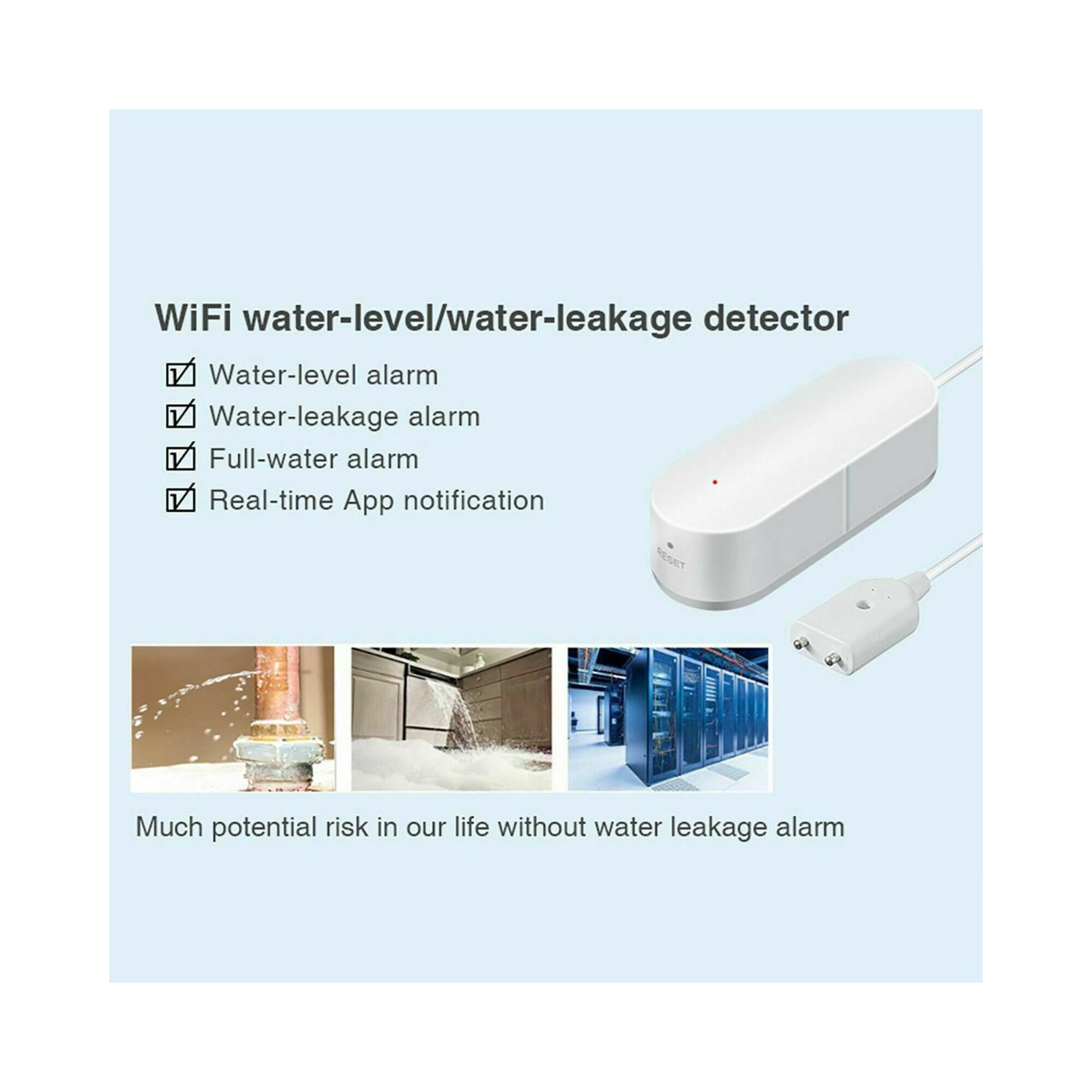 Détecteur de fuite d’eau intelligent Wi-Fi niveau de fuite d’eau Tuya détecteur de débordement CA