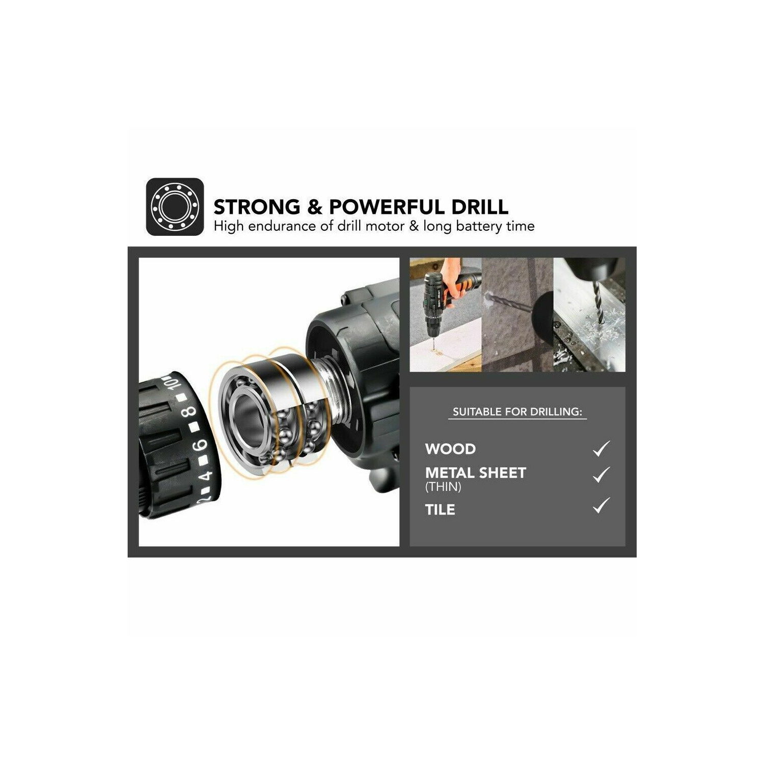 112pcs Power Tool Combo Kit Accessories Toolbox Household cordless Repair wood