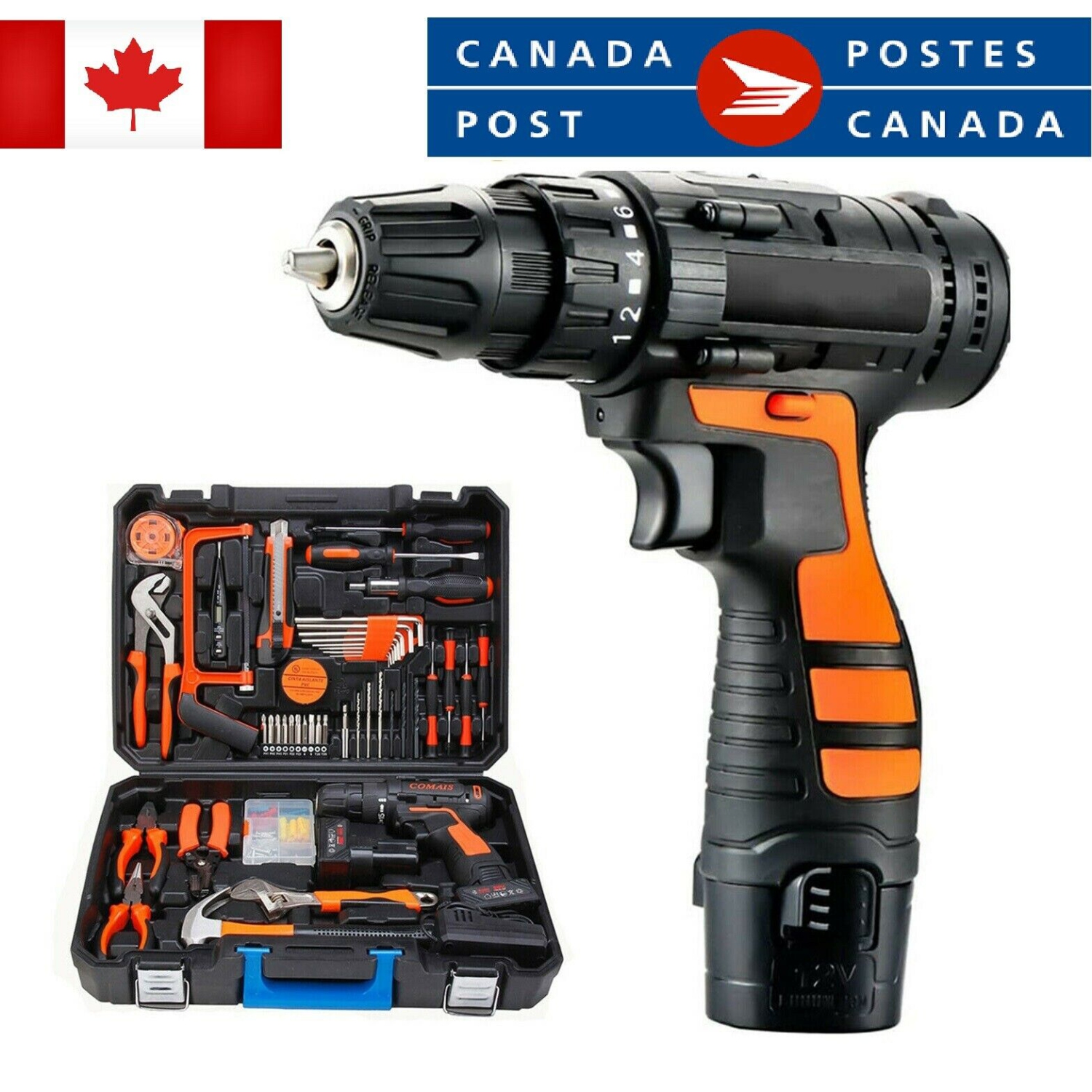 112pcs Power Tool Combo Kit Accessories Toolbox Household cordless Repair wood