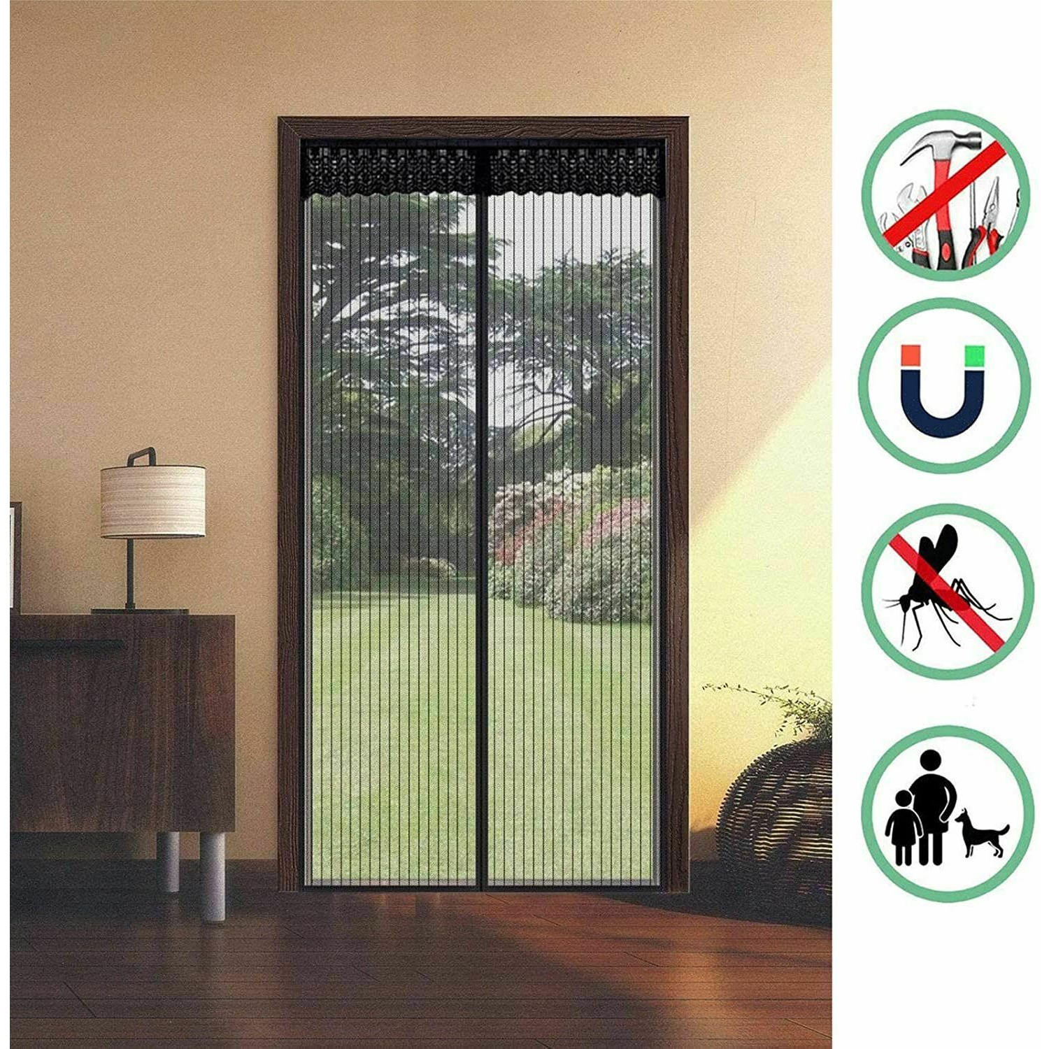 Magnetic Door Mesh Net for Mosquito and insects Magic, Curtain Pet and Kid Entry