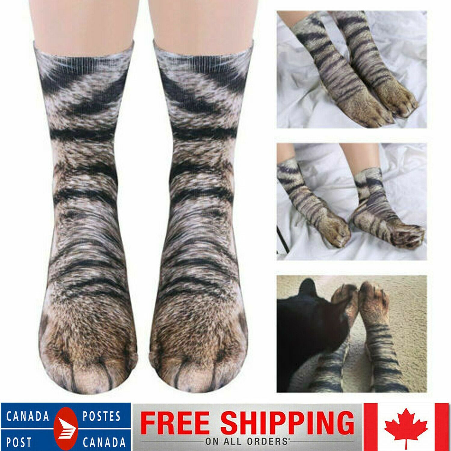 Unisex Animal Cat Paw Socks 3D Printed Crew Hoof Tube Funny For