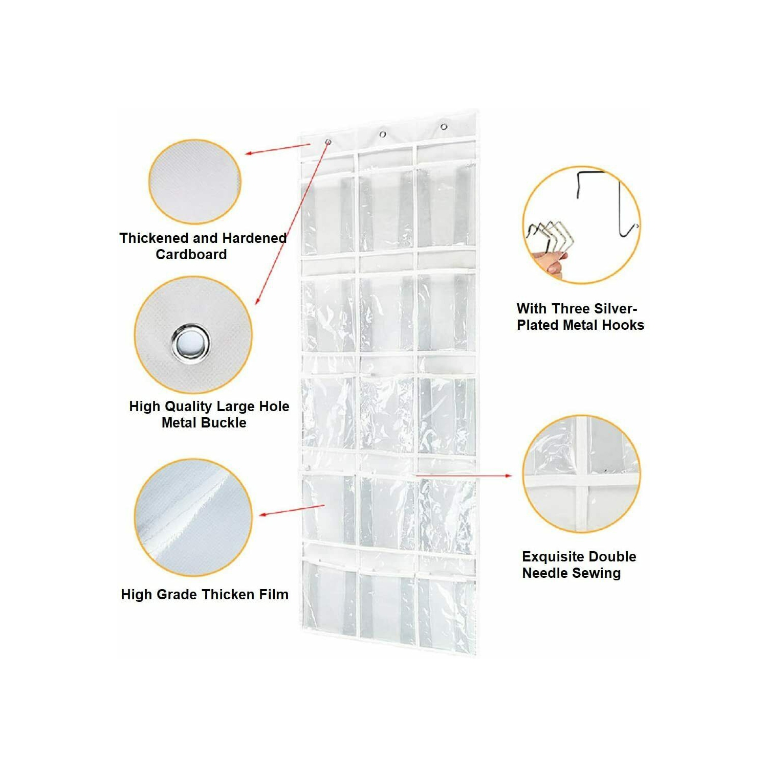 Organisateur de garde-manger suspendu, 15 pochettes, tringle de porte standard